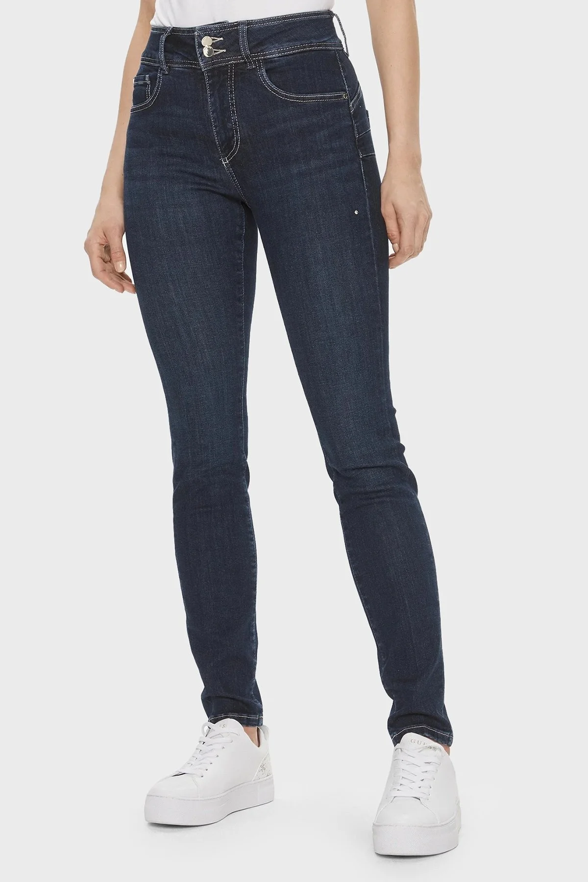 Guess Shape Streç Pamuklu Skinny Fit Jeans W4RA34 D59F1 Bayan Kot Pantolon W4RA34D59F1 TWND LACİVERT - 2