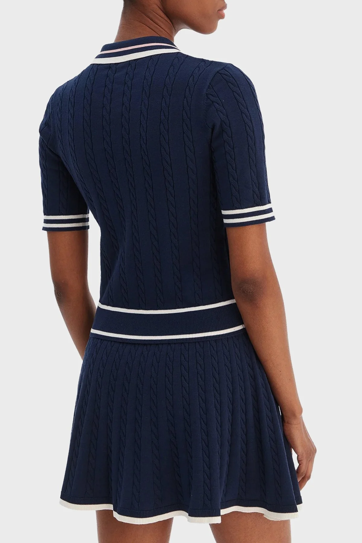 Guess Shari Logolu Slim Fit Örgü Detaylı Kısa Kollu Triko V6RR02Z4652 Bayan Hırka V6RR02 Z4652 G7R1 MAVİ - 3