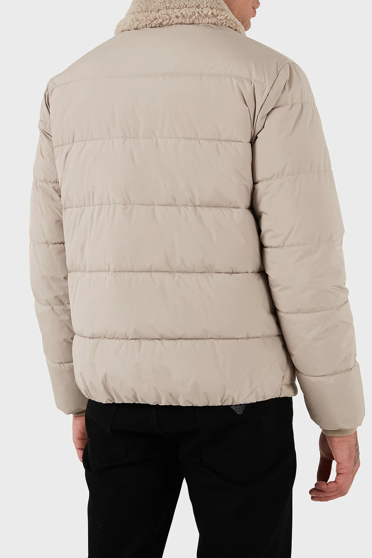 Guess Shearling Logolu Regular Fit Ceket Yaka Fermuarlı M5BL79W2292 Erkek Mont M5BL79 W2292 G1CA BEJ - 3