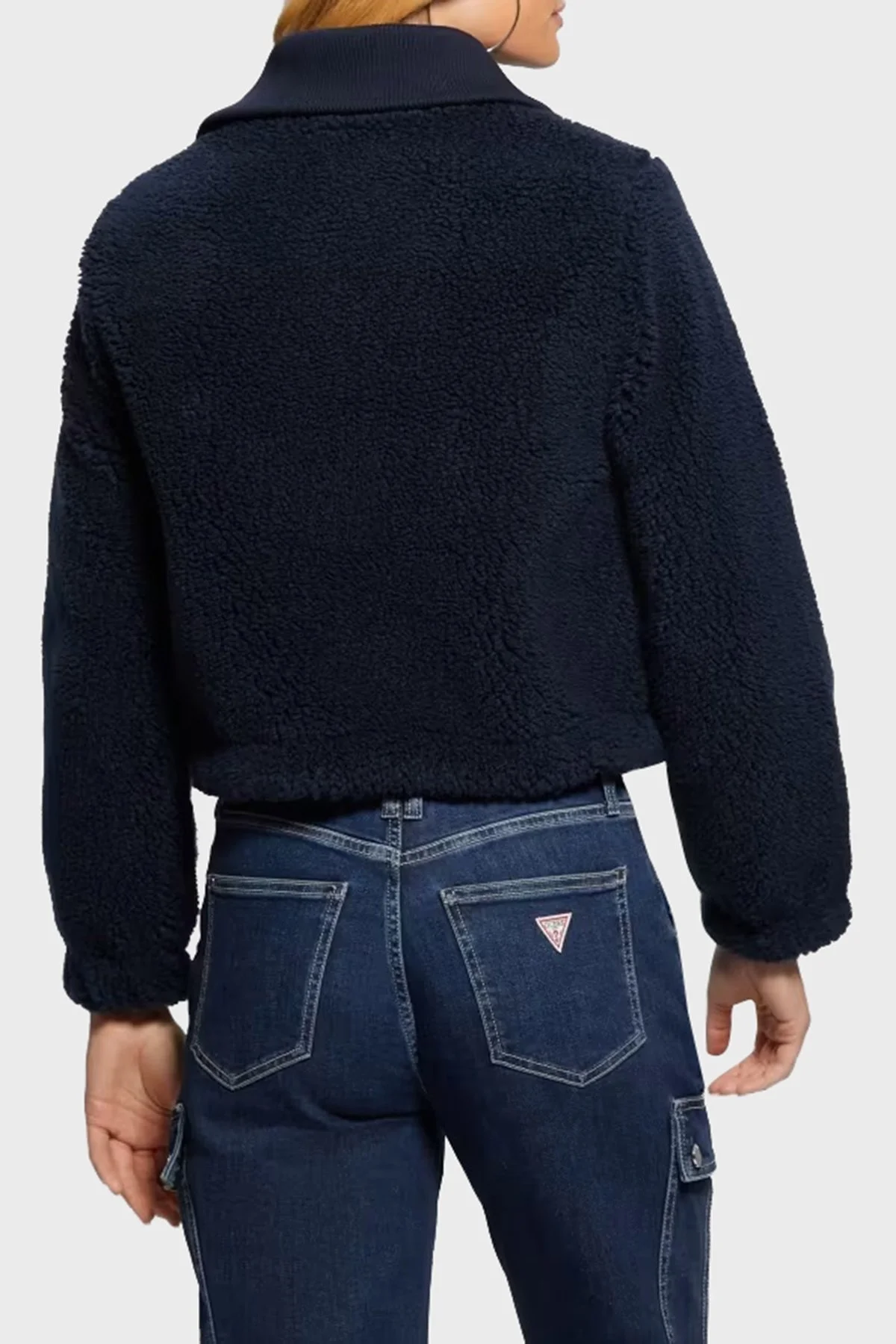 Guess Sherpa Yumuşak Dokulu Regular Fit Crop V4BL06KCIR0 Bayan Ceket V4BL06 KCIR0 A71W LACİVERT - 2