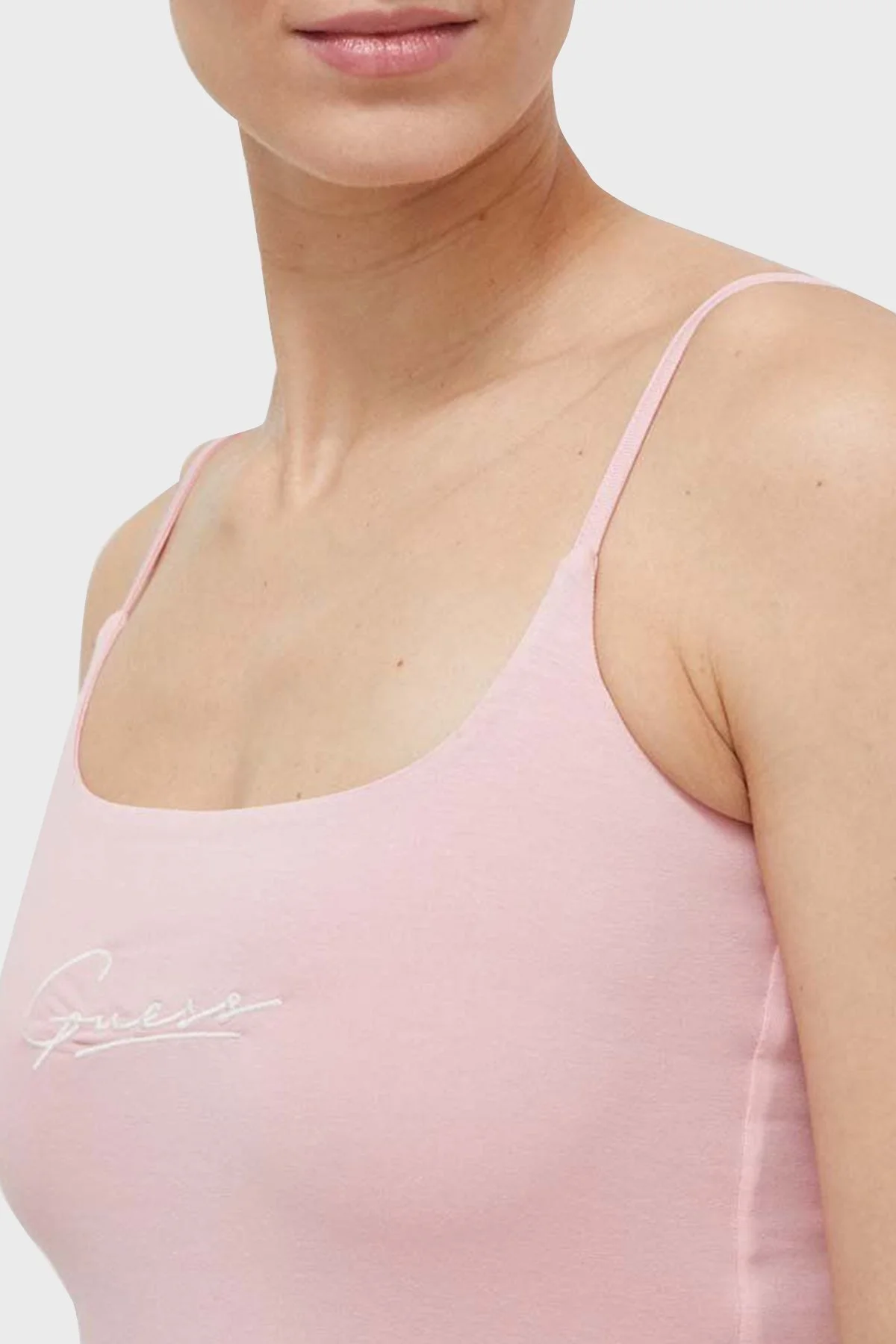 Guess Signature Streç Pamuklu Slim Fit İp Askılı V4RP06J1314 Bayan Top V4RP06 J1314 G63P PEMBE - 3