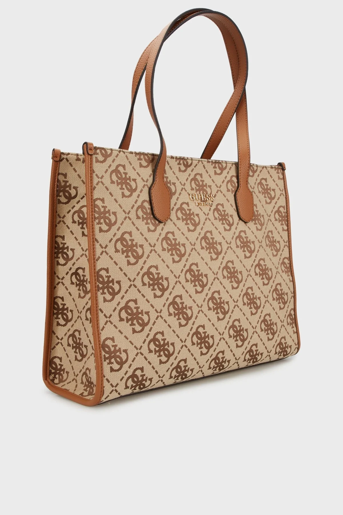 Guess Silvana 4G Logo Baskılı Çift Tutma Saplı HWJO8665240 Bayan Çanta HWJO86 65240 LTL KAHVE - 6