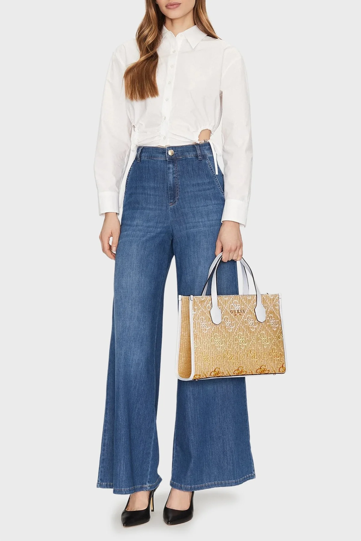 Guess Silvana 4G Logolu Ayarlanabilir Askılı Tote HWSW8665220 Bayan Çanta HWSW86 65220 CIO BEJ - 7