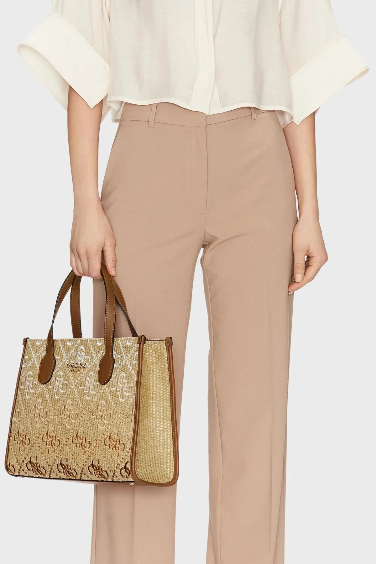 Guess Silvana 4G Logolu Ayarlanabilir Askılı Tote HWSW8665220 Bayan Çanta HWSW86 65220 COL BEJ - 7