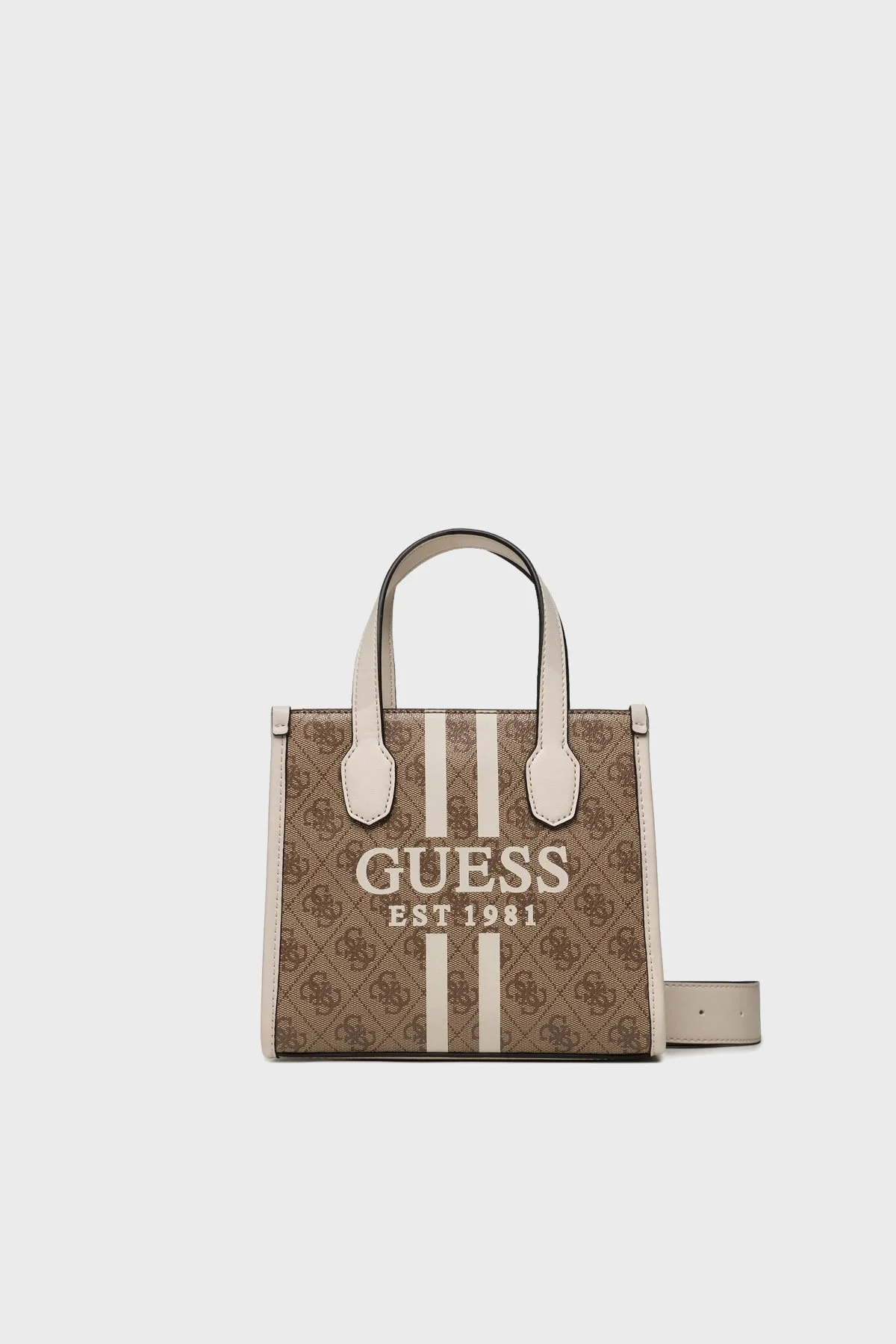 Guess Silvana Logo Desenli Ayarlanabilir Omuz Askılı Mini Bayan Çanta HWSS8665770 LLS KAHVE - 1