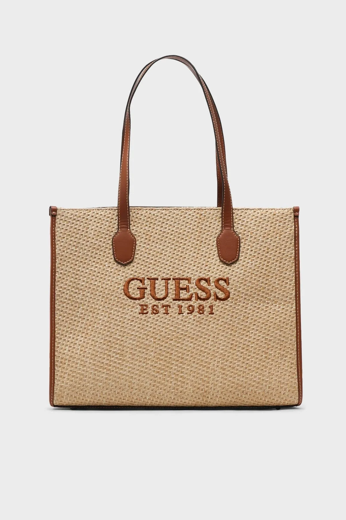 Guess Silvana Logolu Hasır Bayan Çanta HWWS8665240 NTC KAHVE - 1