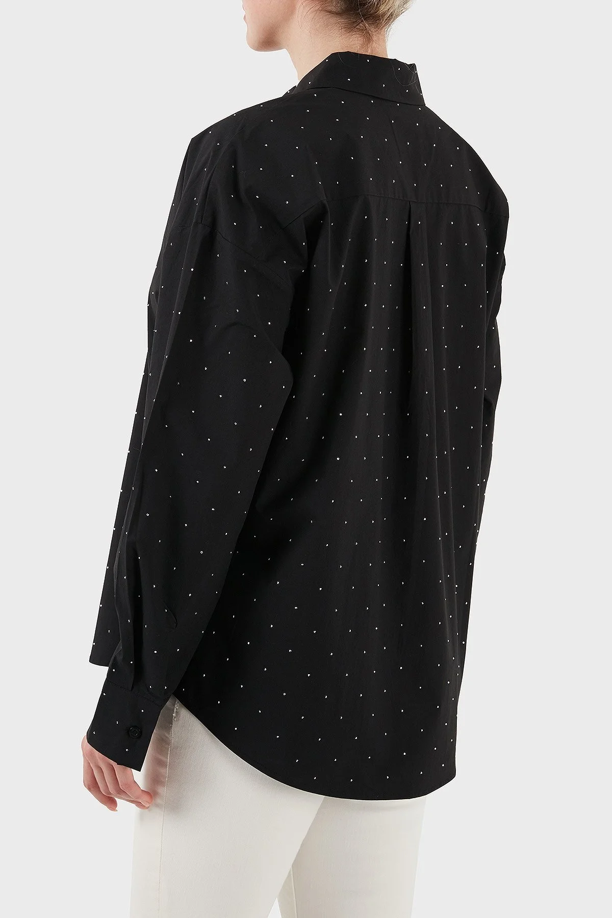 Guess Silvia % 100 Pamuk Comfort Fit Taşlı W5GH42WGWS0 Bayan Gömlek W5GH42 WGWS0 JBLK SİYAH - 9