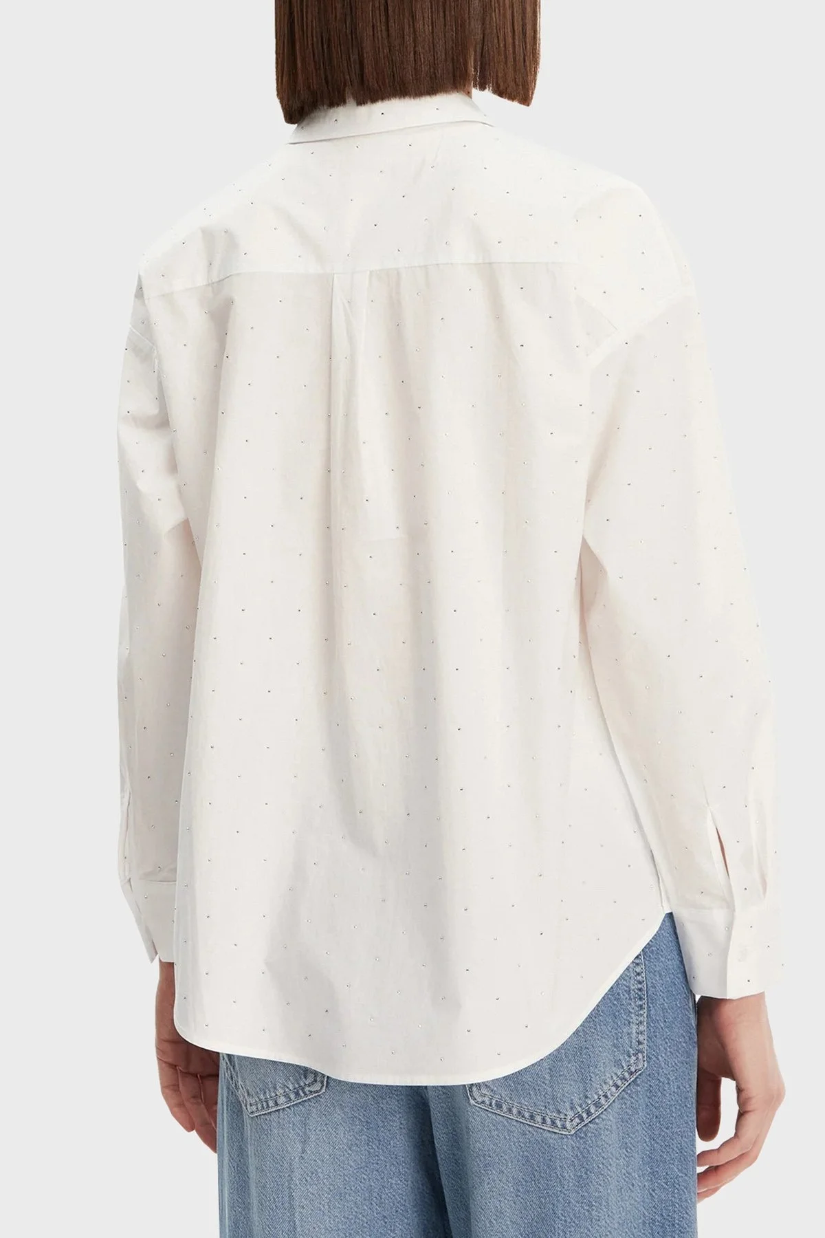 Guess Silvia % 100 Pamuk Taşlı Comfort Fit W5GH42WGWS0 Bayan Gömlek W5GH42 WGWS0 G011 BEYAZ - 7