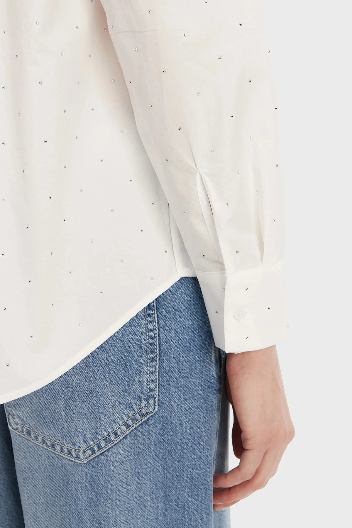 Guess Silvia % 100 Pamuk Taşlı Comfort Fit W5GH42WGWS0 Bayan Gömlek W5GH42 WGWS0 G011 BEYAZ - 8