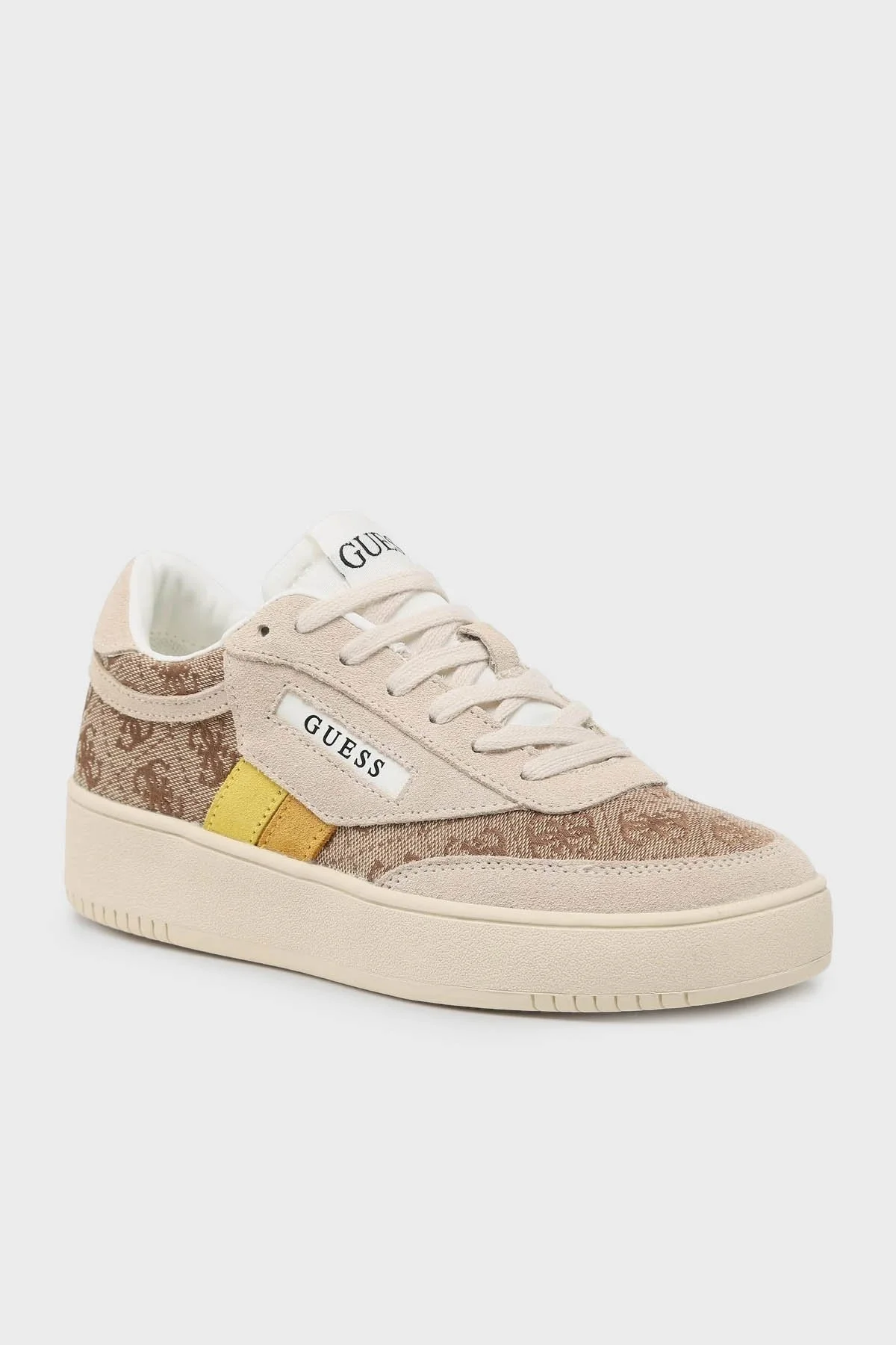 Guess Sisty 4G Logolu Deri Sneaker Bayan Ayakkabı FL6SIS FAL12 BEIYE KAHVE-BEJ - 2