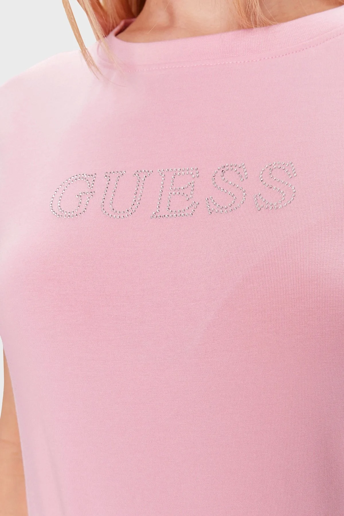 Guess Skylar Streç Pamuklu Slim Fit V4GI09J1314 Bayan T Shirt V4GI09 J1314P SPK PEMBE - 5