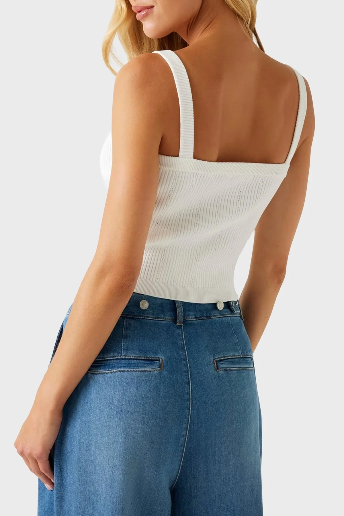 Guess Sl Emiie Fitilli Düğme Detaylı Regular Fit Yuvarlak Yaka W5YR10Z0130 Bayan Top W5YR10 Z0130 G012 BEYAZ - 3