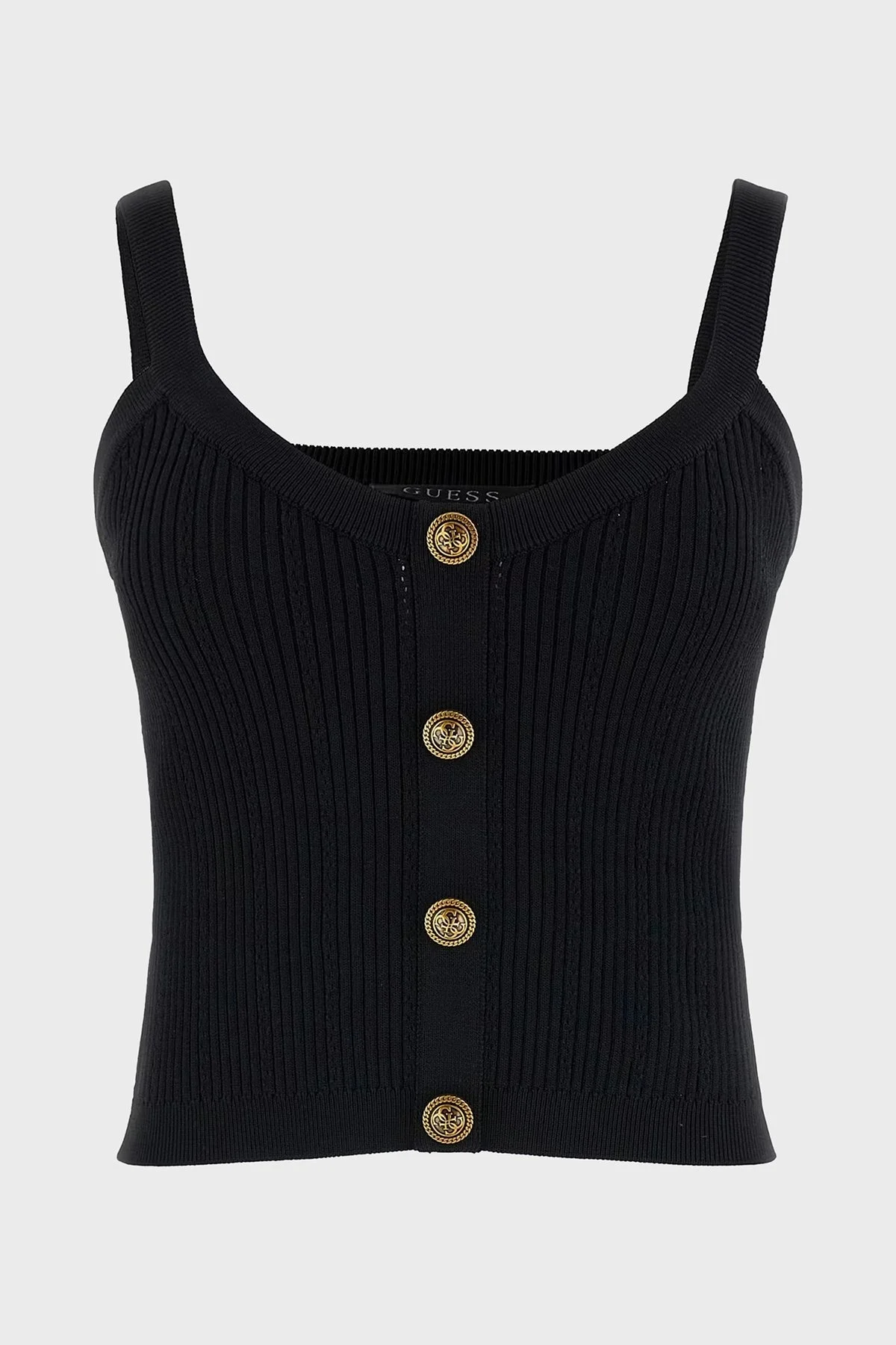 Guess Sl Emiie Fitilli Düğme Detaylı Regular Fit Yuvarlak Yaka W5YR10Z0130 Bayan Top W5YR10 Z0130 JBLK SİYAH - 5