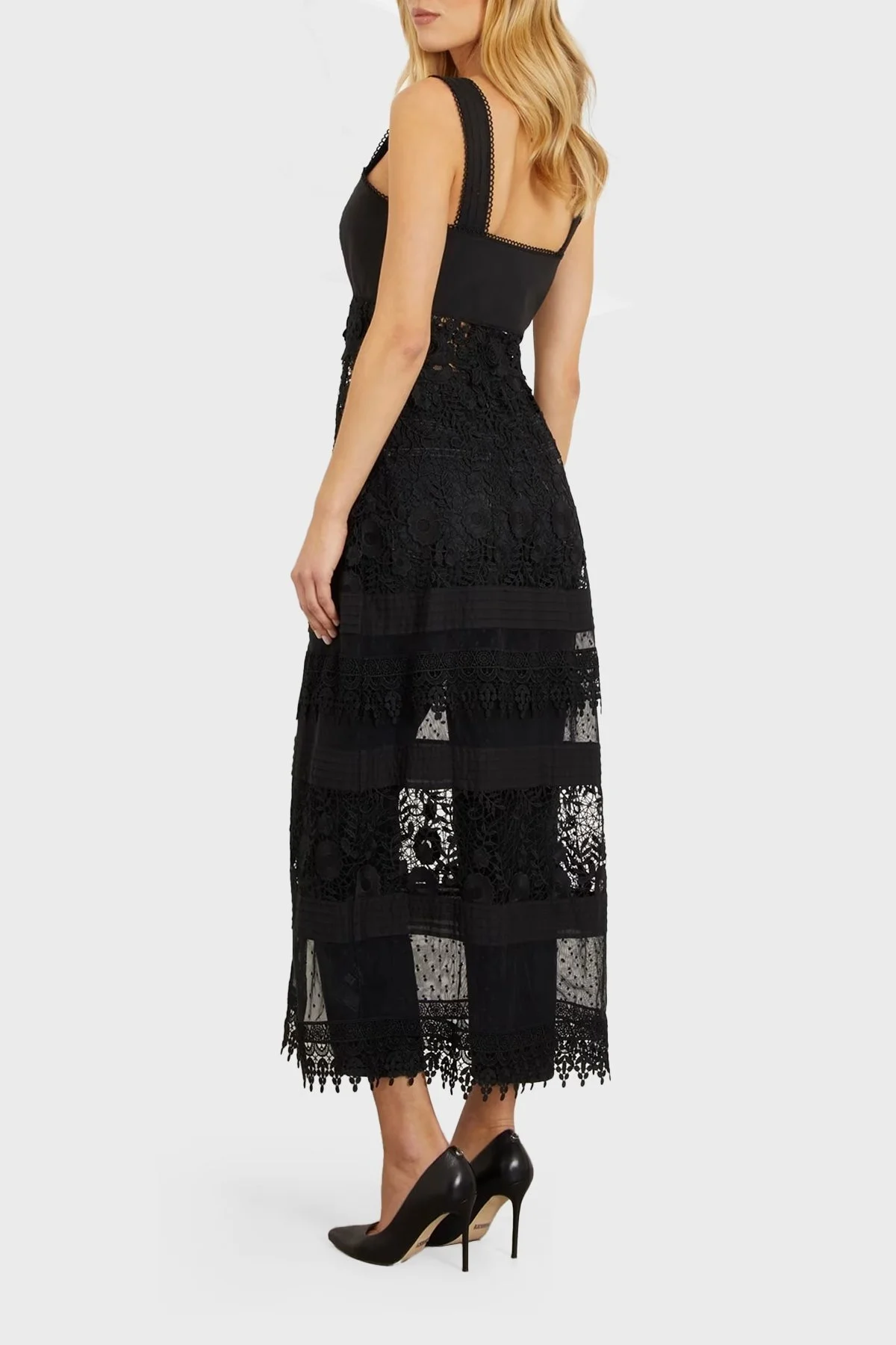 Guess Sl Jolene Pamuklu Dantelli Uzun W4GK56WG5K0 Bayan Elbise W4GK56 WG5K0 JBLK SİYAH - 8