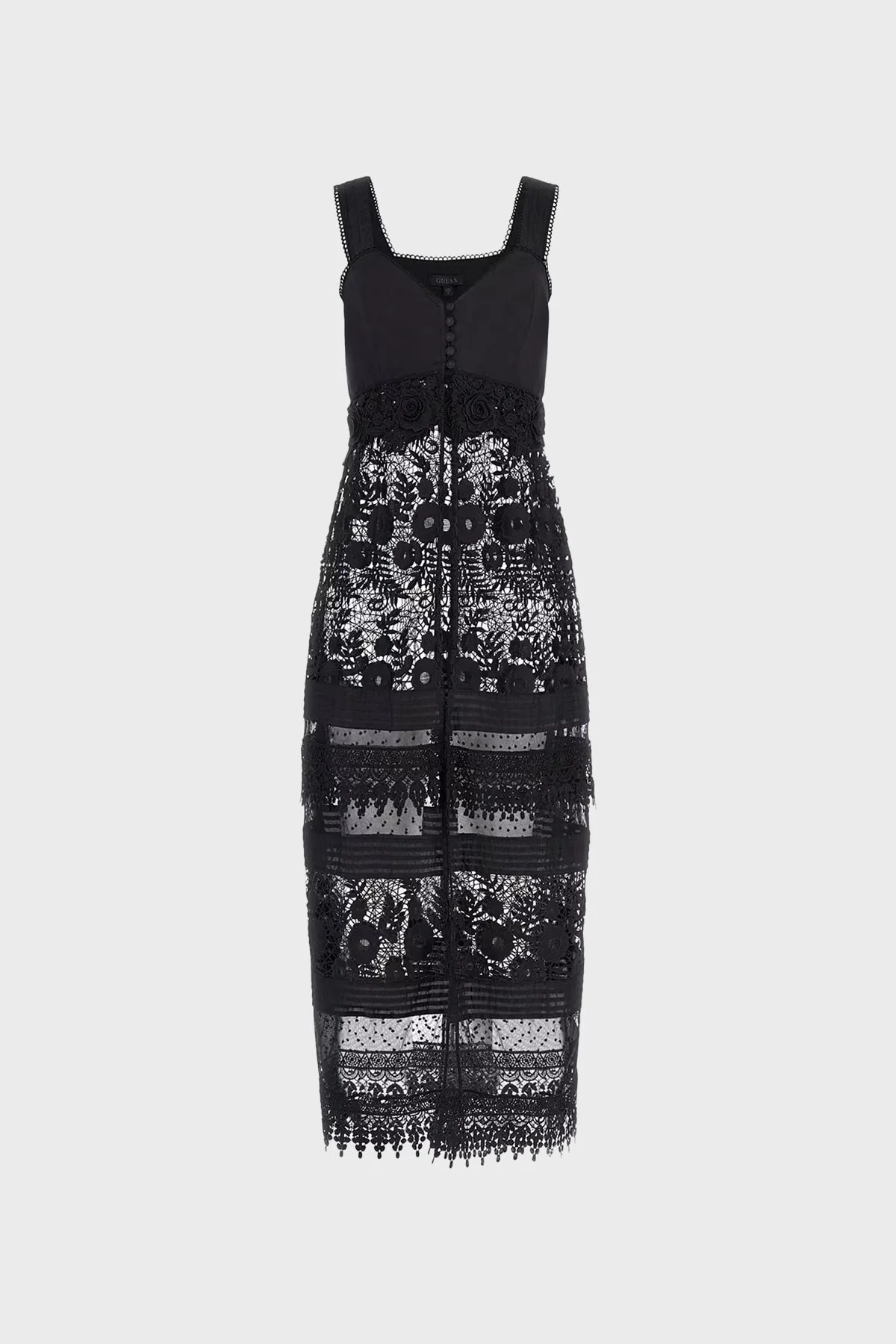 Guess Sl Jolene Pamuklu Dantelli Uzun W4GK56WG5K0 Bayan Elbise W4GK56 WG5K0 JBLK SİYAH - 10