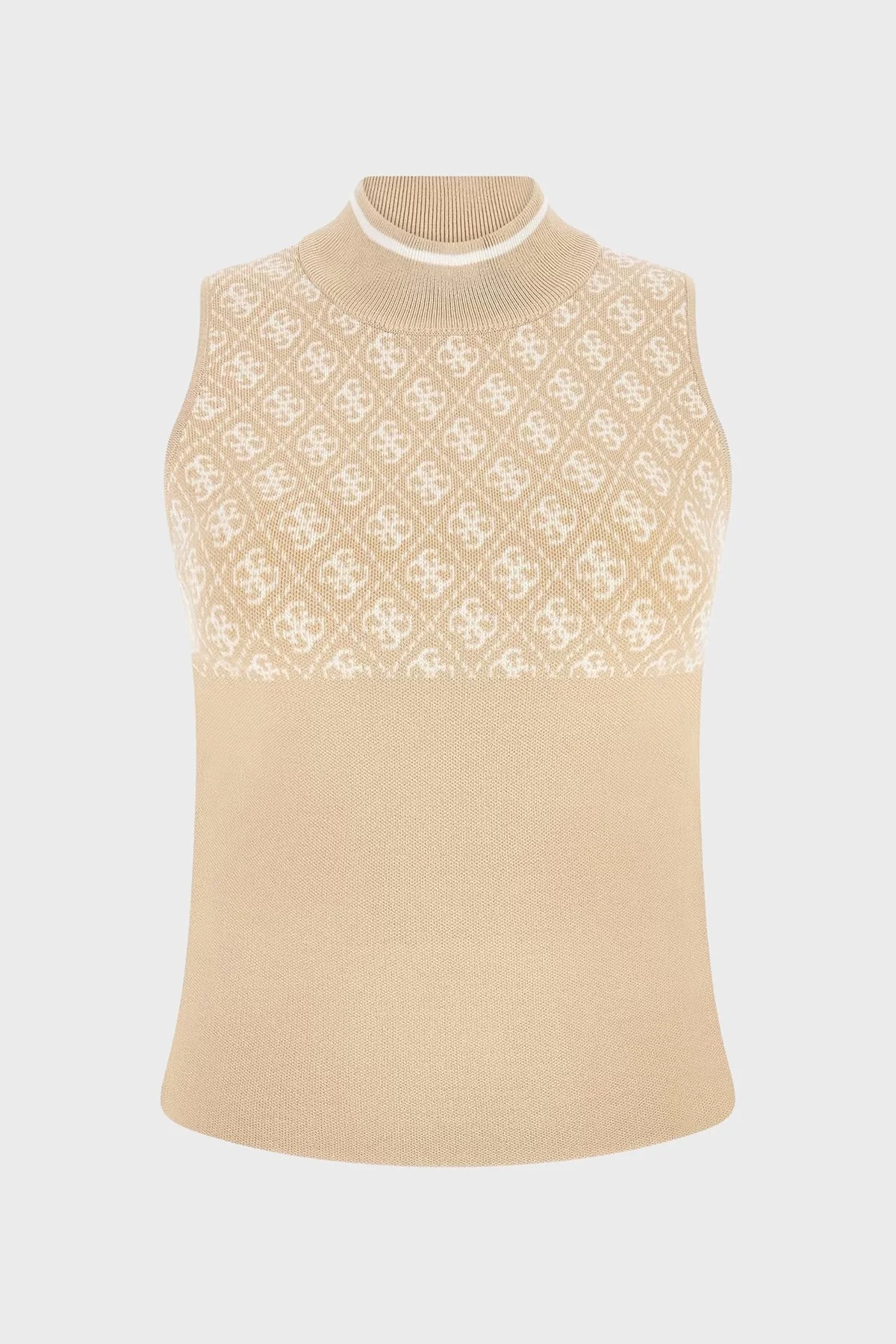 Guess Sl Rn Lise 4G Logolu Slim Fit Yarım Balıkçı Yaka Triko W3YR26Z37K0 Bayan Kazak W3YR26 Z37K0 F05O BEJ - 5