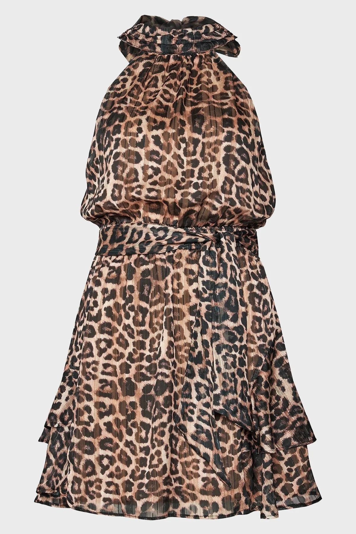 Guess Sl Romana Leopar Halter Yaka Mini Şifon W4GK82WG4D2 Bayan Elbise W4GK82 WG4D2 P1GS LEOPAR - 6