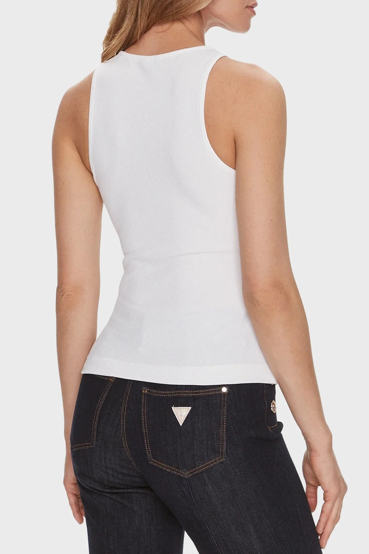 Guess Sl Round Slim Fit Bisiklet Yaka W4RP43 KAZH2 Bayan Top W4RP43KAZH2 G011 BEYAZ - 2
