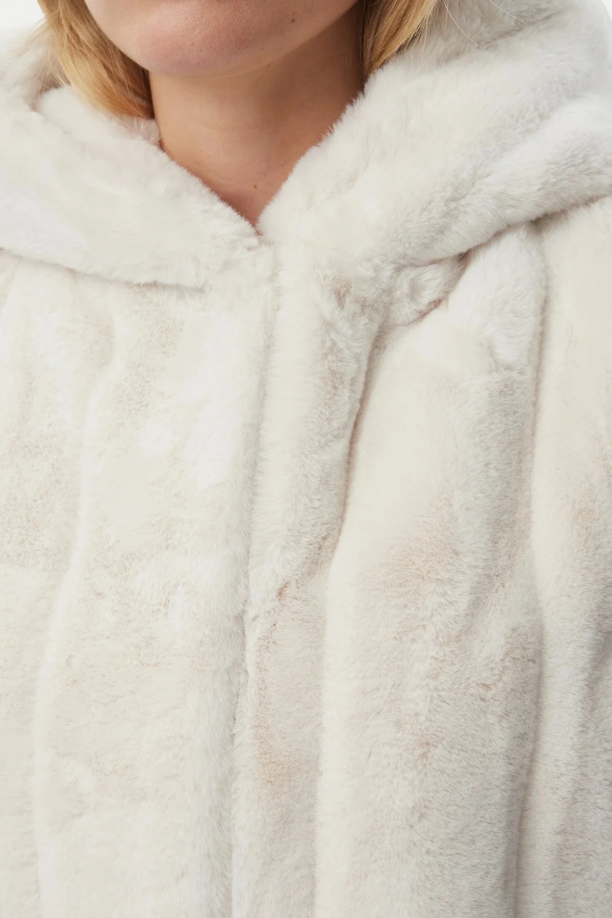 Guess Sl Sophy Yumuşak Dokulu Kapüşonlu Astarlı Peluş W5BL99WDCH0 Kadın Yelek W5BL99 WDCH0 G9L9 Ekru - 4
