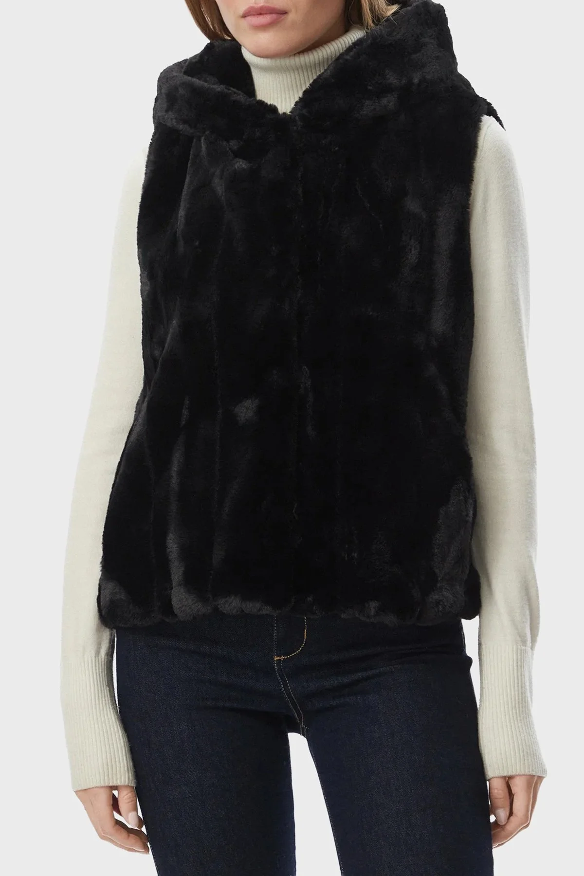 Guess Sl Sophy Yumuşak Dokulu Kapüşonlu Astarlı Peluş W5BL99WDCH0 Kadın Yelek W5BL99 WDCH0 JTMU Siyah - 1