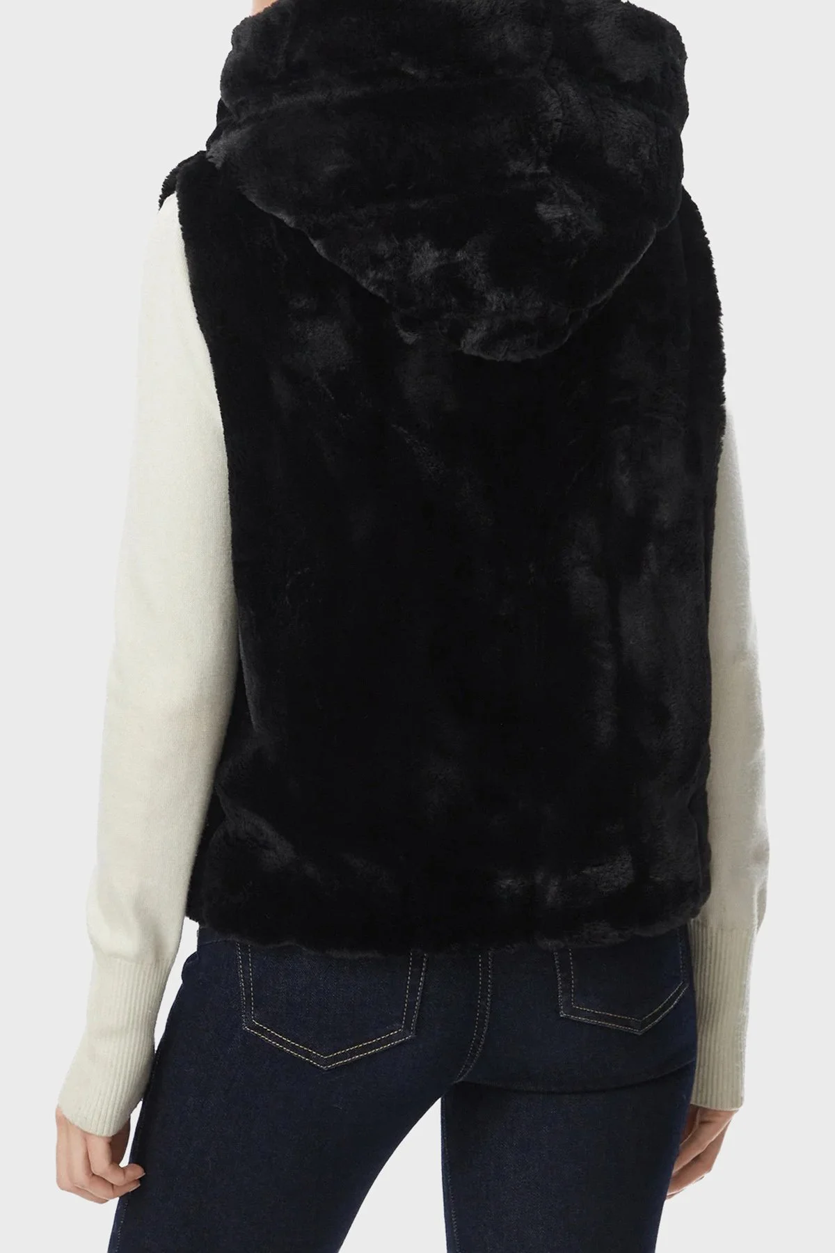 Guess Sl Sophy Yumuşak Dokulu Kapüşonlu Astarlı Peluş W5BL99WDCH0 Kadın Yelek W5BL99 WDCH0 JTMU Siyah - 3