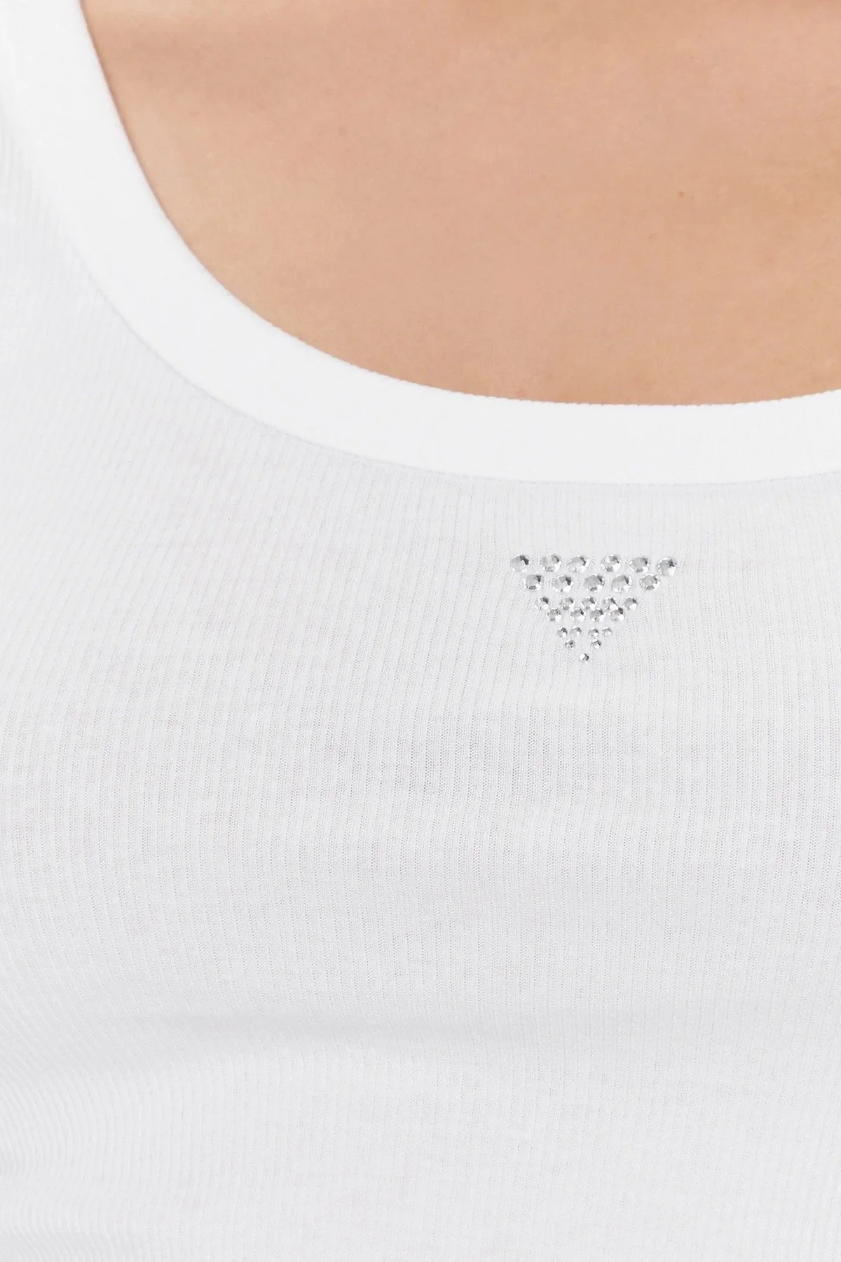 Guess Sl Triangle Pamuklu Slim Fit Bisiklet Yaka W3YP68KA0H1 Bayan Top W3YP68KA0H1 G011 BEYAZ - 10