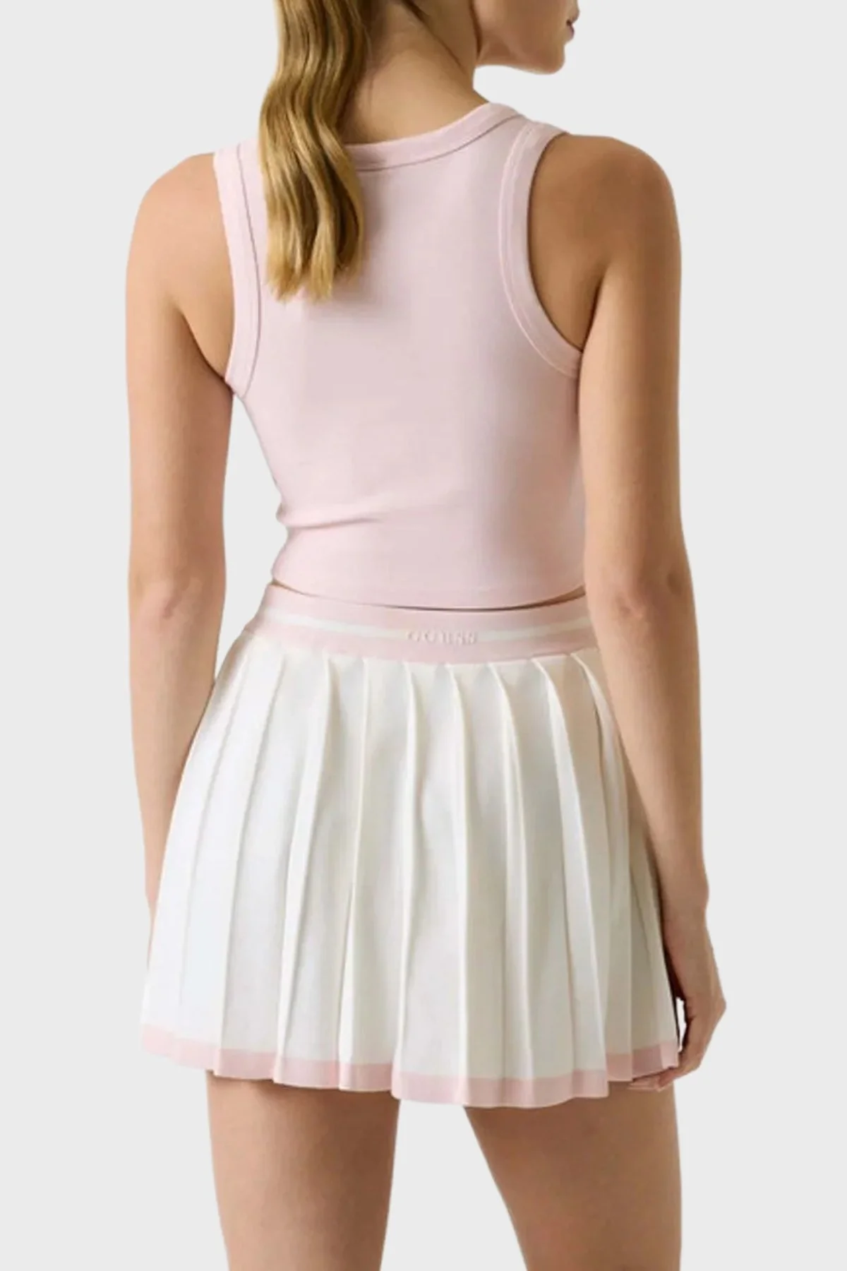 Guess Slim Fit Yuvarlak Yaka Fitilli V6GP07K2987 Kadın Crop V6GP07 K2987 G63M PUDRA - 3