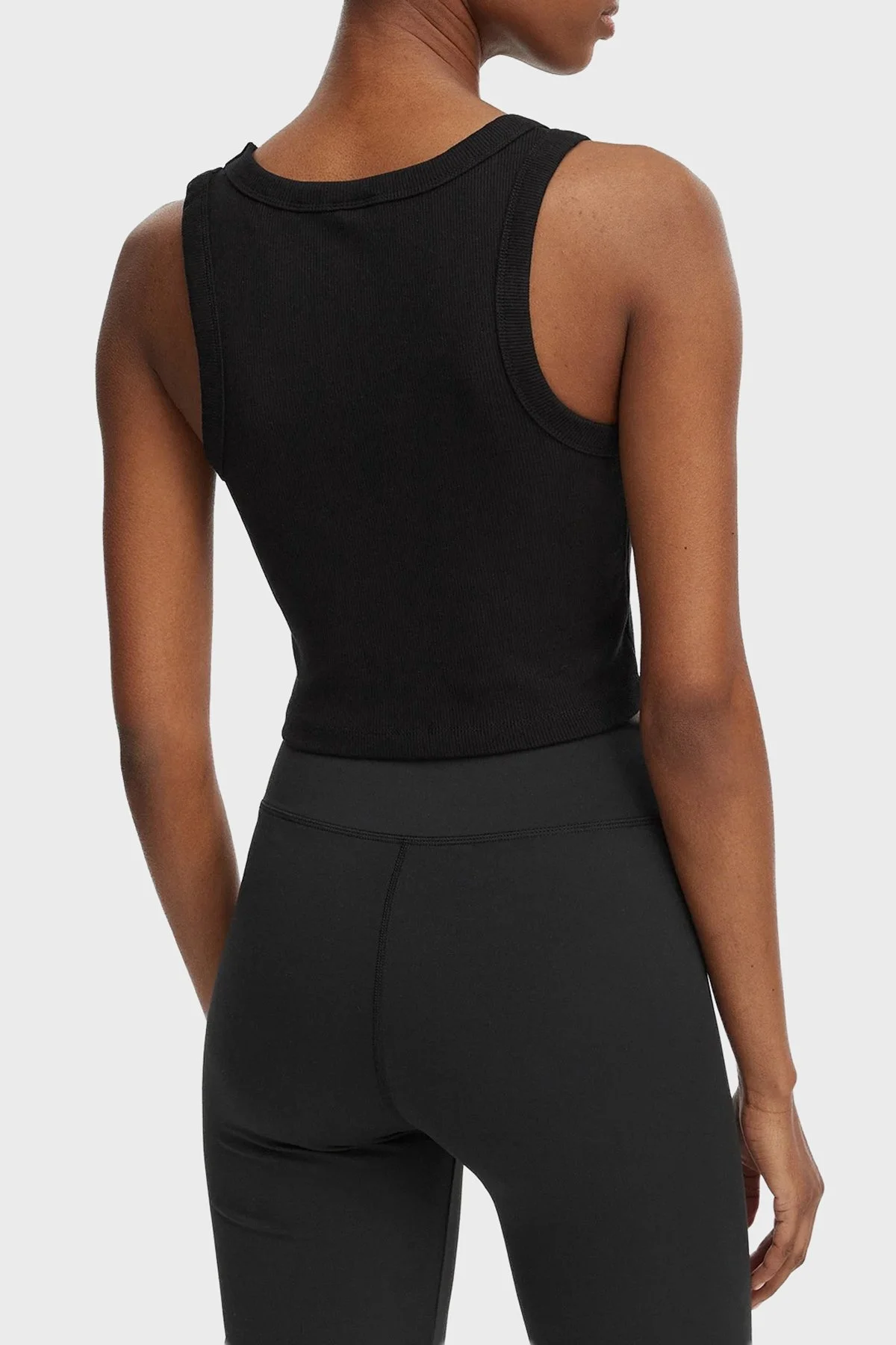 Guess Slim Fit Yuvarlak Yaka Fitilli V6GP07K2987 Kadın Crop V6GP07 K2987 JBLK SİYAH - 3