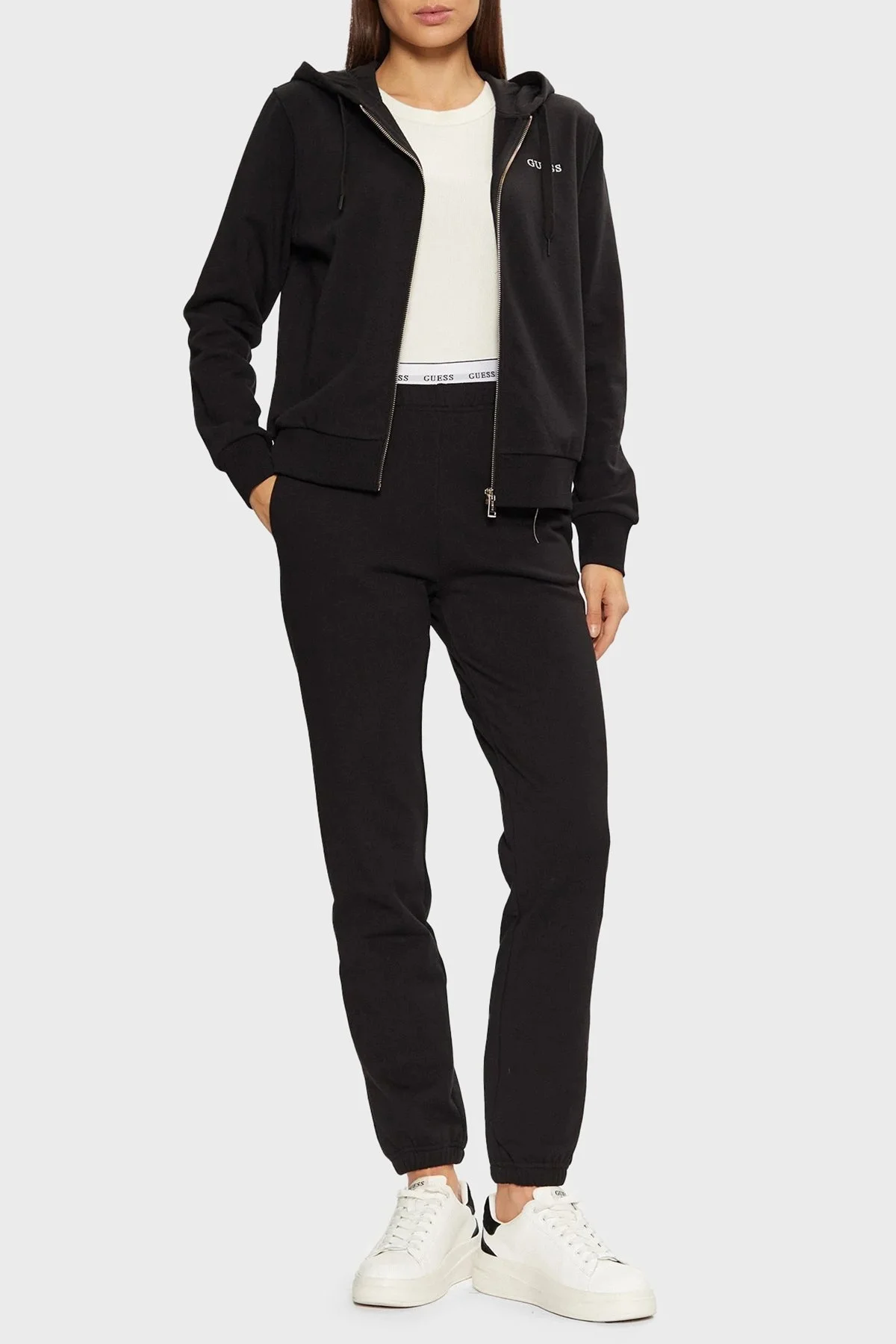 Guess Sofia Pamuklu Regular Fit Kapüşonlu O5RQ01KCO31 Bayan Sweat O5RQ01 KCO31 JBLK SİYAH - 7