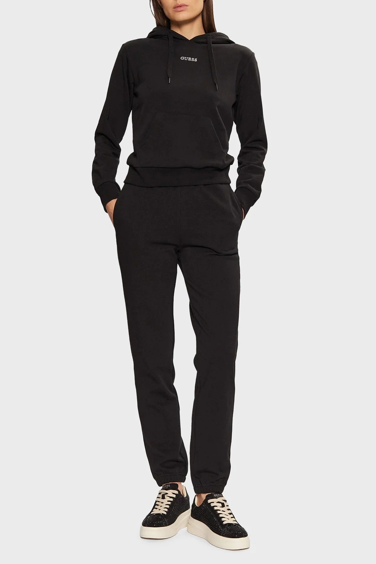 Guess Sofia Pamuklu Regular Fit Yüksek Bel Lastikli Paça Jogger O5RB01KCO31 Bayan Pantolon O5RB01 KCO31 JBLK SİYAH - 7