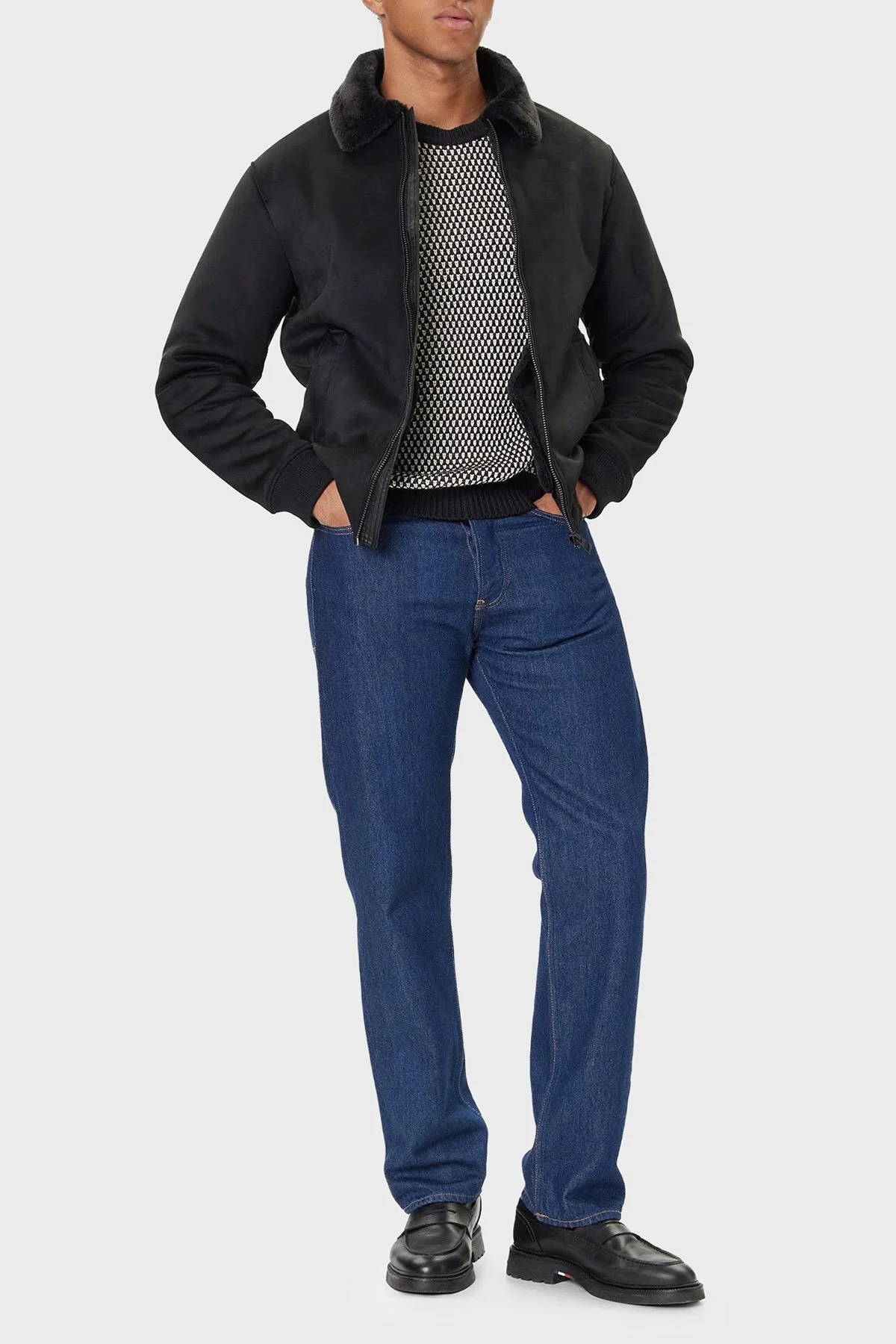 Guess Soft Shearling Regular Fit Yumuşak Tüylü Ceket Yaka M5BL43W2302 Erkek Mont M5BL43 W2302 JBLK SİYAH - 2