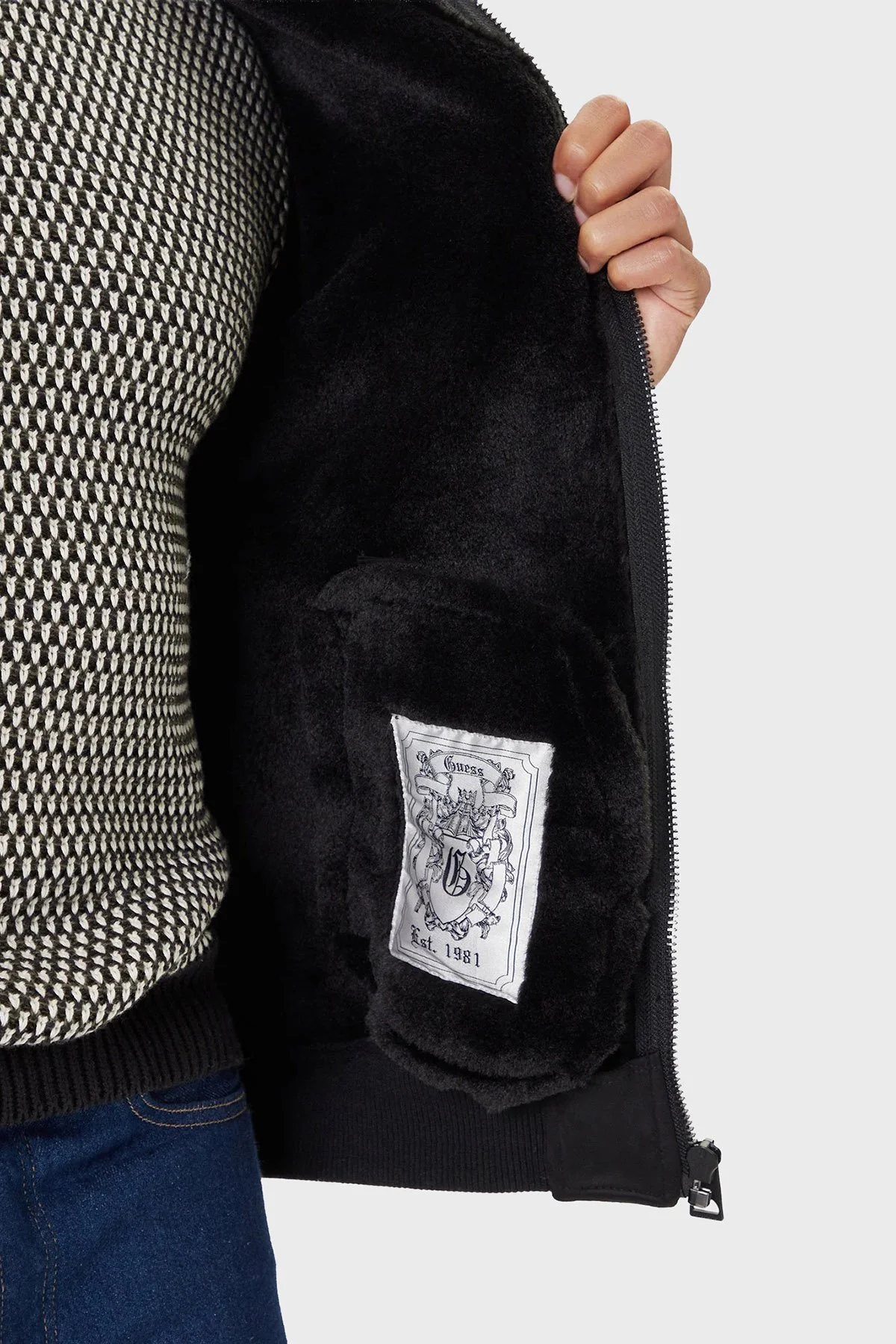 Guess Soft Shearling Regular Fit Yumuşak Tüylü Ceket Yaka M5BL43W2302 Erkek Mont M5BL43 W2302 JBLK SİYAH - 6