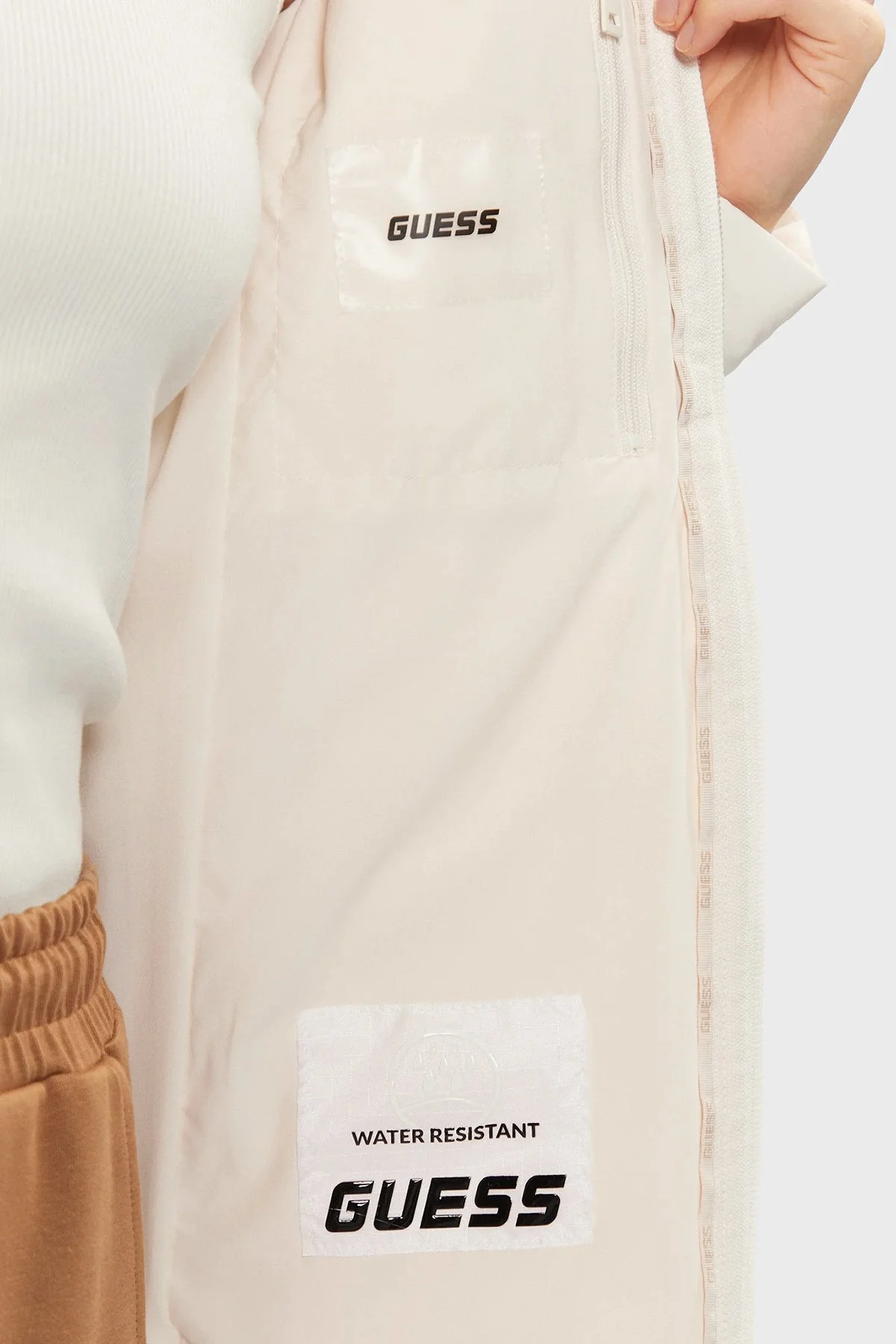 Guess Solid Heavy Diann Çıkarılabilir Kapüşonlu Suya Dayanıklı V4YL04WF3X0 Kadın Mont V4YL04 WF3X0 G6K5 Ekru - 7
