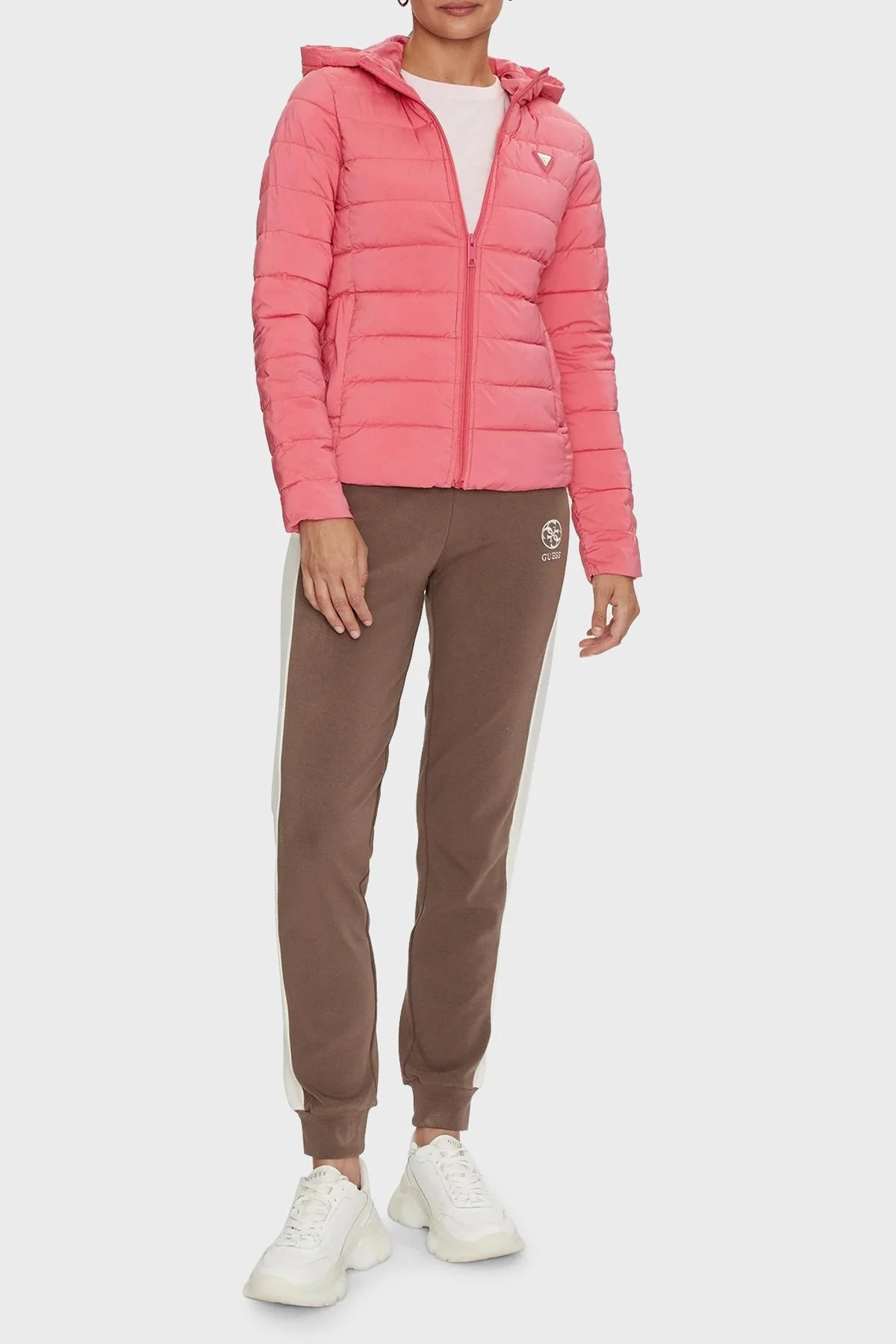 Guess Solid Regular Fit Çıkarılabilir Kapüşonlu V4YL04WF3X0 Bayan Mont V4YL04 WF3X0 G65P PEMBE - 8