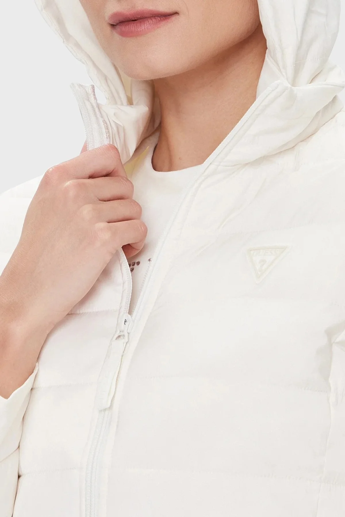 Guess Solid Regular Fit Kapüşonlu V4RL03WF3X0 Bayan Mont V4RL03 WF3X0 G015 EKRU - 4