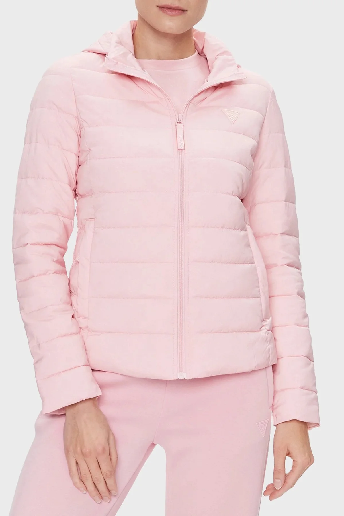 Guess Solid Regular Fit Kapüşonlu V4RL03WF3X0 Bayan Mont V4RL03 WF3X0 G63P PEMBE - 1