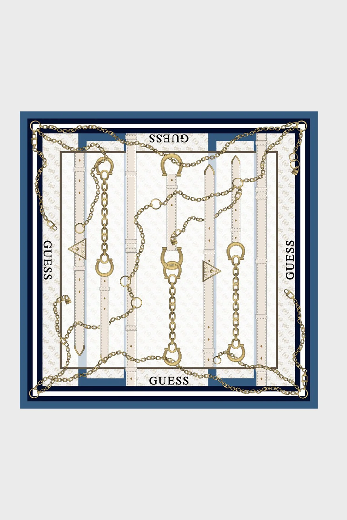 Guess Square Desenli 90 x 90 cm İpek AW5765SIL90 Kadın Eşarp AW5765 SIL90 BLU Mavi - 1