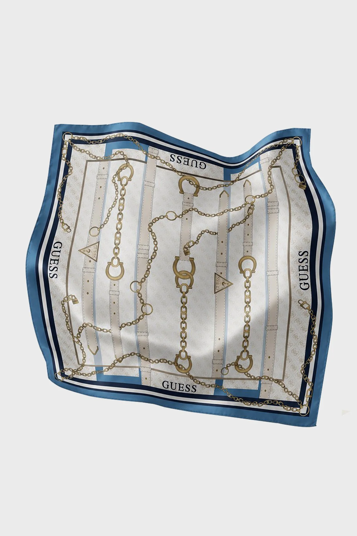 Guess Square Desenli 90 x 90 cm İpek AW5765SIL90 Kadın Eşarp AW5765 SIL90 BLU Mavi - 2