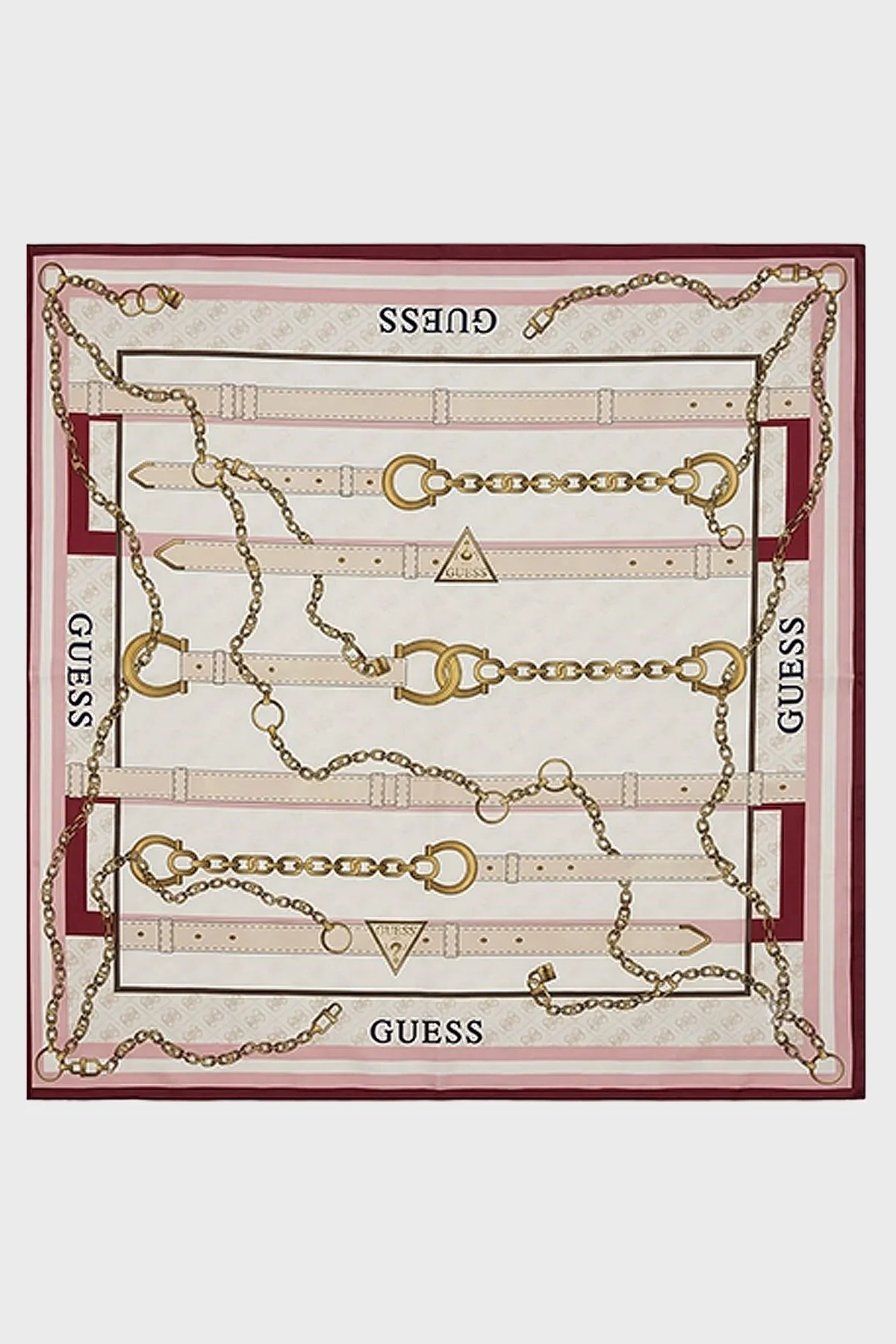 Guess Square Desenli 90 x 90 cm İpek AW5765SIL90 Kadın Eşarp AW5765 SIL90 RED Kırmızı - 1