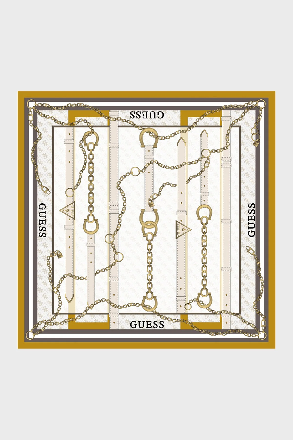 Guess Square Desenli 90 x 90 cm İpek AW5765SIL90 Kadın Eşarp AW5765 SIL90 YEL Sarı - 1