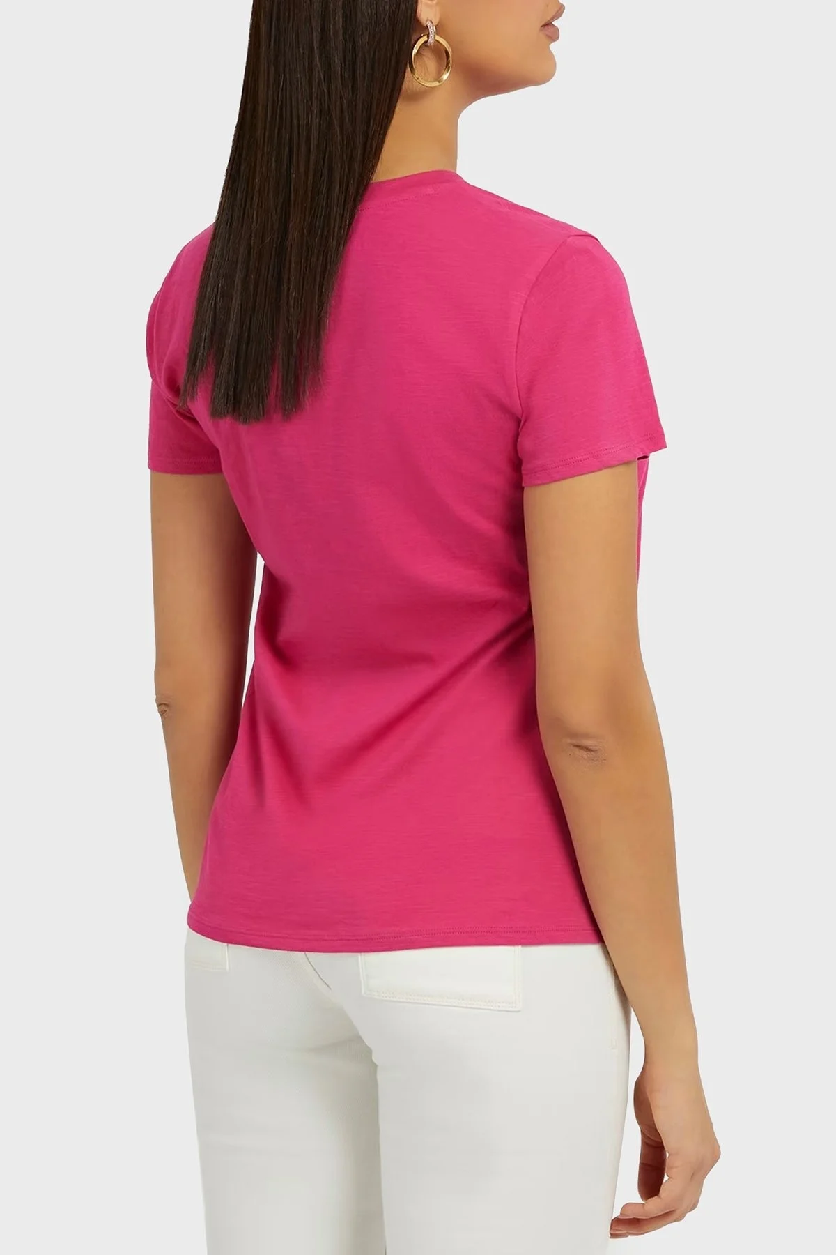 Guess Ss 1981 Pamuklu Regular Fit Bisiklet Yaka Bayan T Shirt W3GI76K8G01 A604 FUŞYA - 2