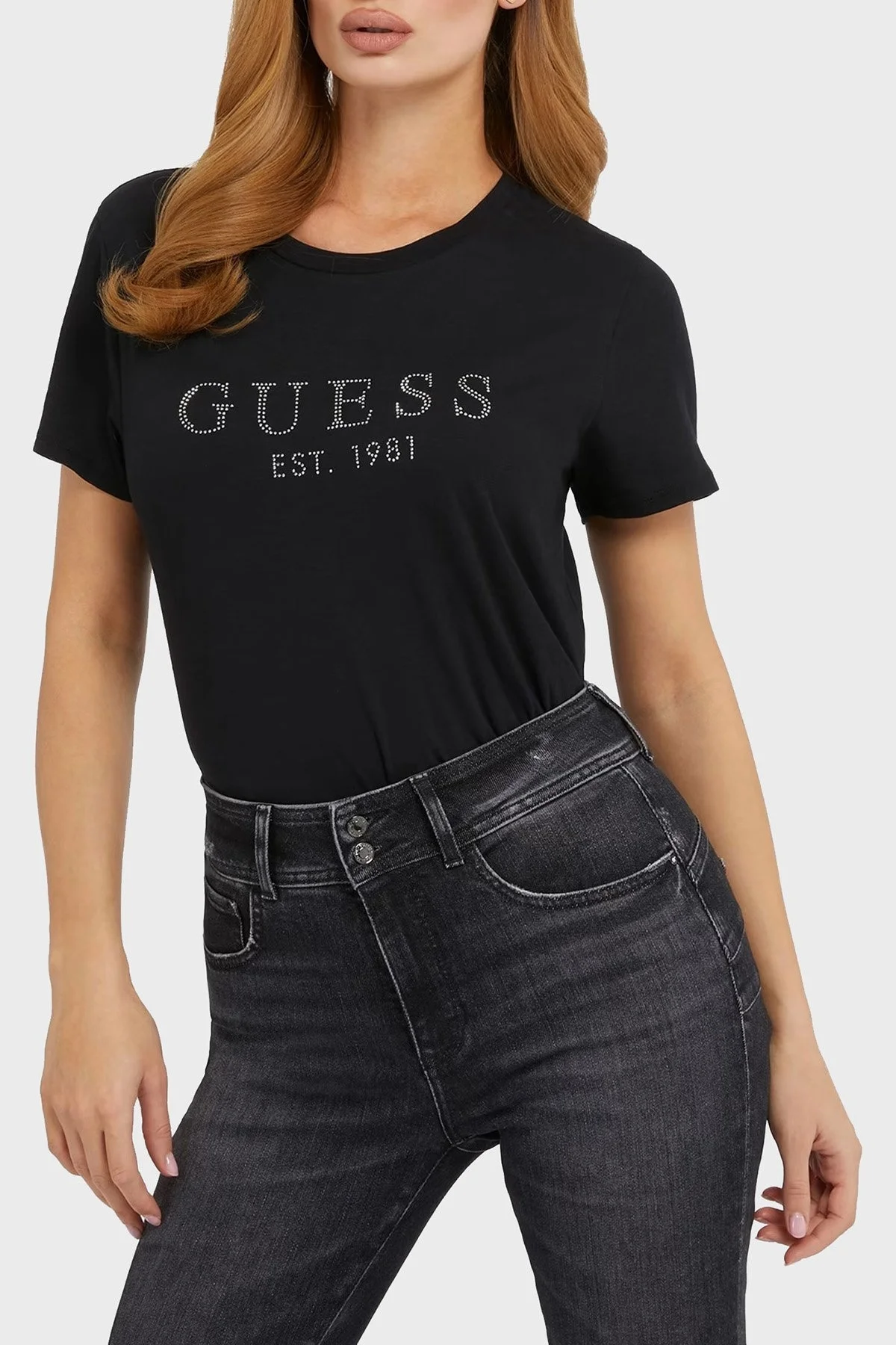 Guess Ss 1981 Pamuklu Regular Fit Bisiklet Yaka Bayan T Shirt W3GI76K8G01 JBLK SİYAH - 1