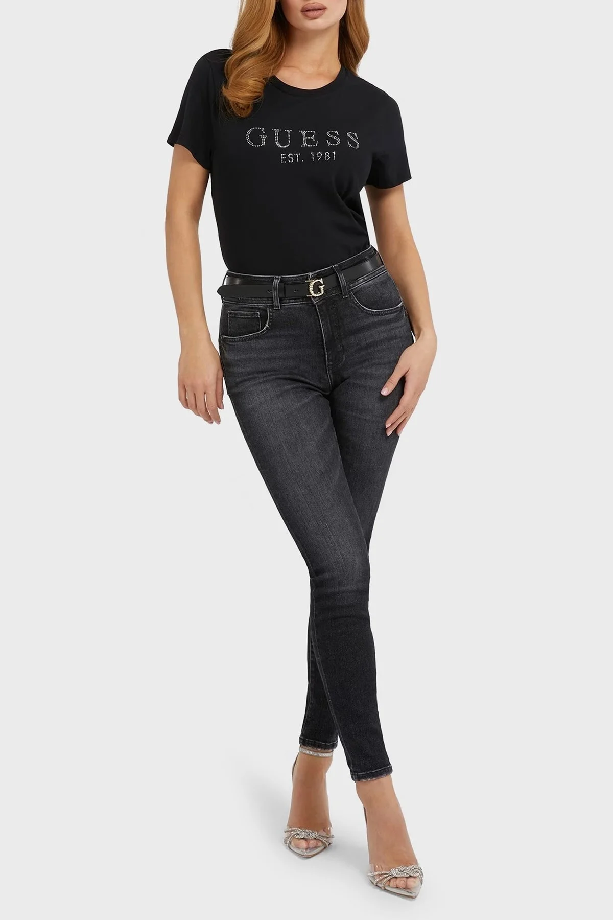 Guess Ss 1981 Pamuklu Regular Fit Bisiklet Yaka Bayan T Shirt W3GI76K8G01 JBLK SİYAH - 3