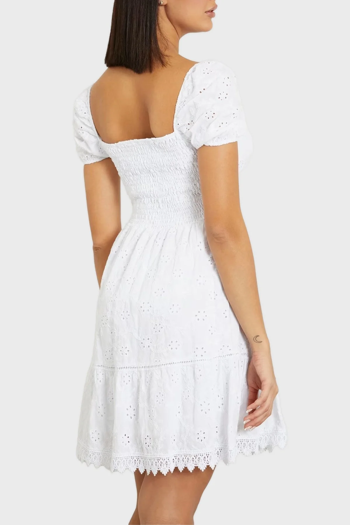 Guess Ss Clio Pamuklu Fistolu Mini W4GK50WG590 Bayan Elbise W4GK50 WG590 G011 BEYAZ - 2