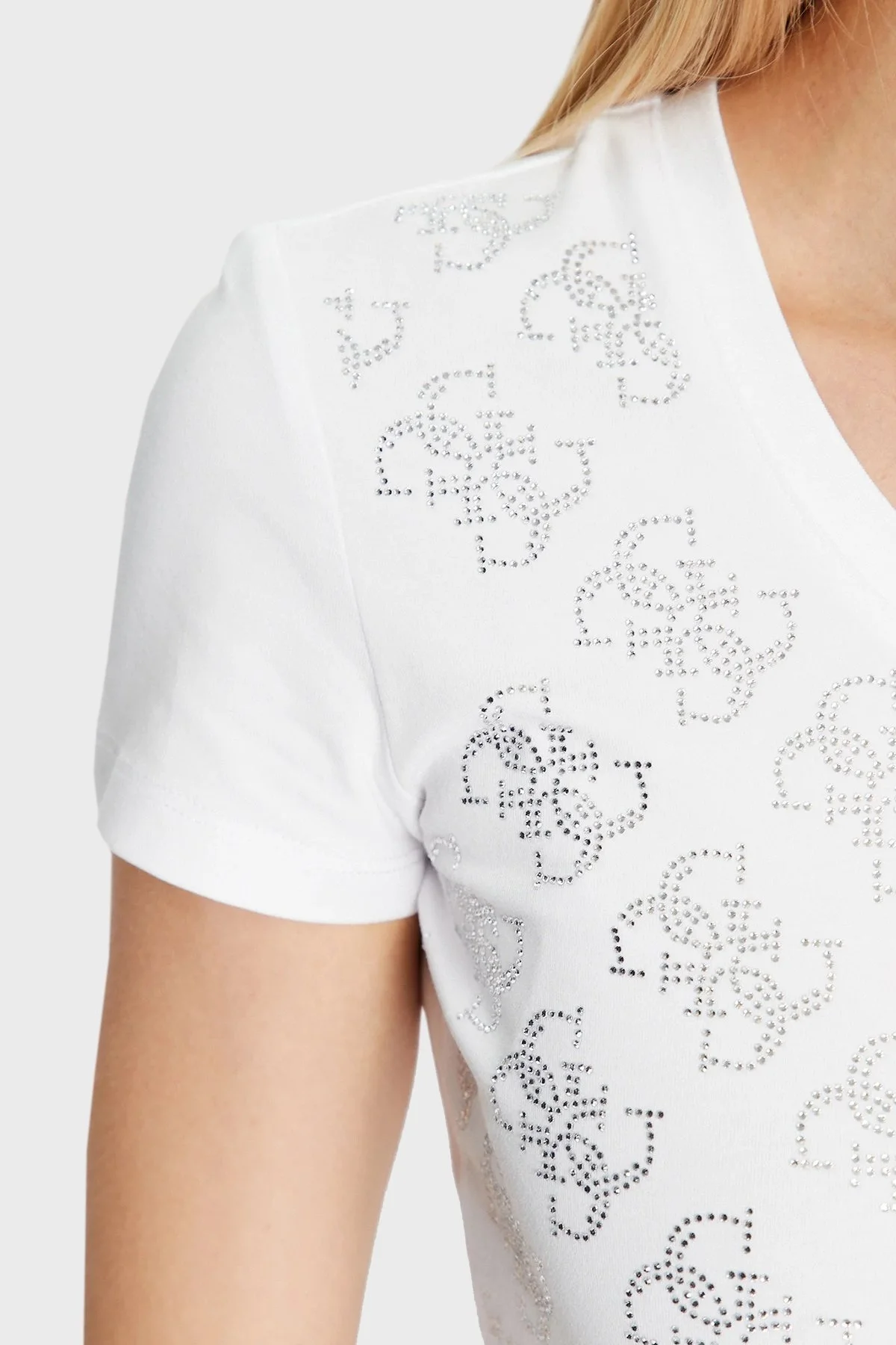 Guess Ss Cn 4G Allover Pamuklu Slim Fit W3BI53J1314 Bayan T Shirt W3BI53 J1314 G011 BEYAZ - 10