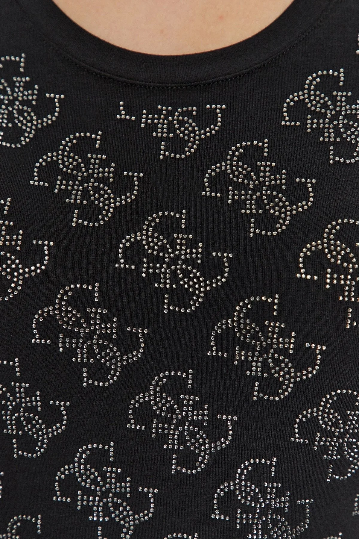 Guess Ss Cn 4G Allover Pamuklu Slim Fit W3BI53J1314 Bayan T Shirt W3BI53 J1314 JBLK SİYAH - 9