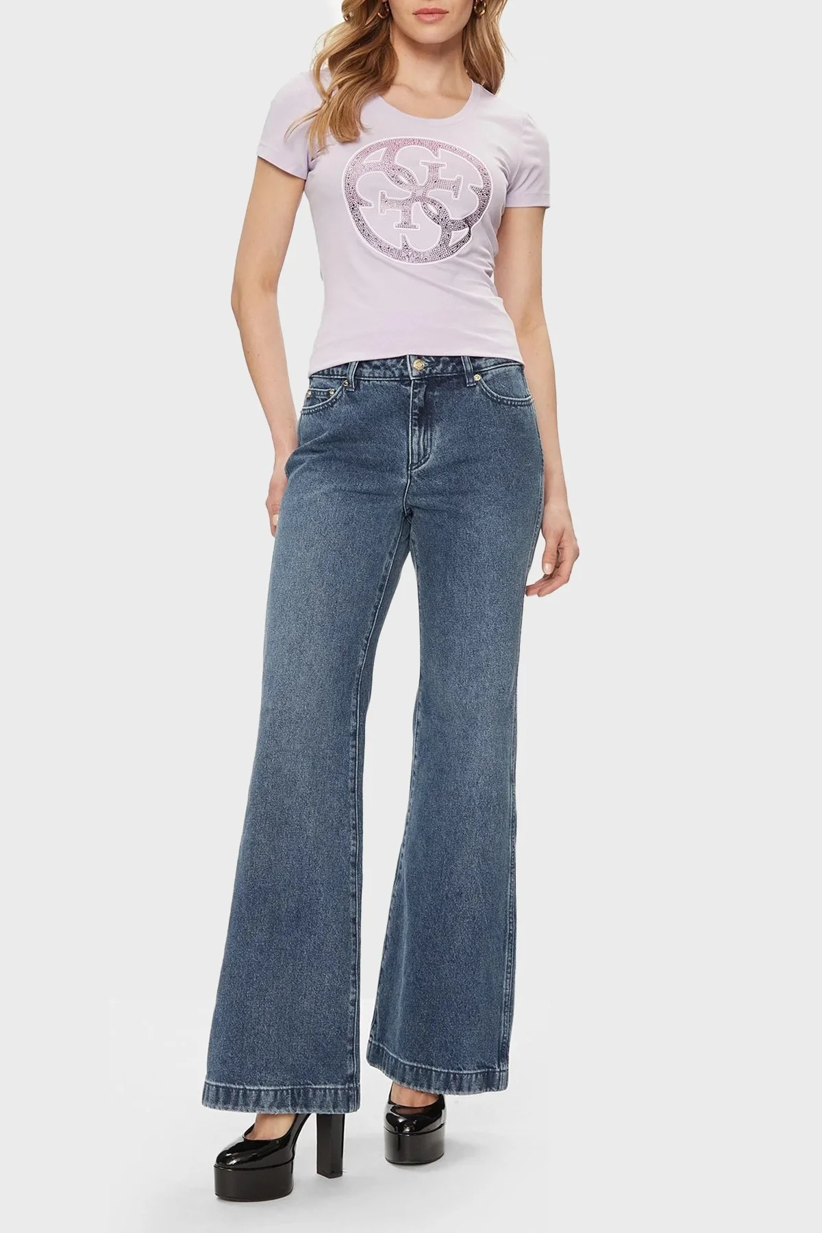 Guess Ss Cn 4g Logo Pamuklu Slim Fit W4GI29J1314 Bayan T Shirt W4GI29 J1314 G472 LİLA - 7