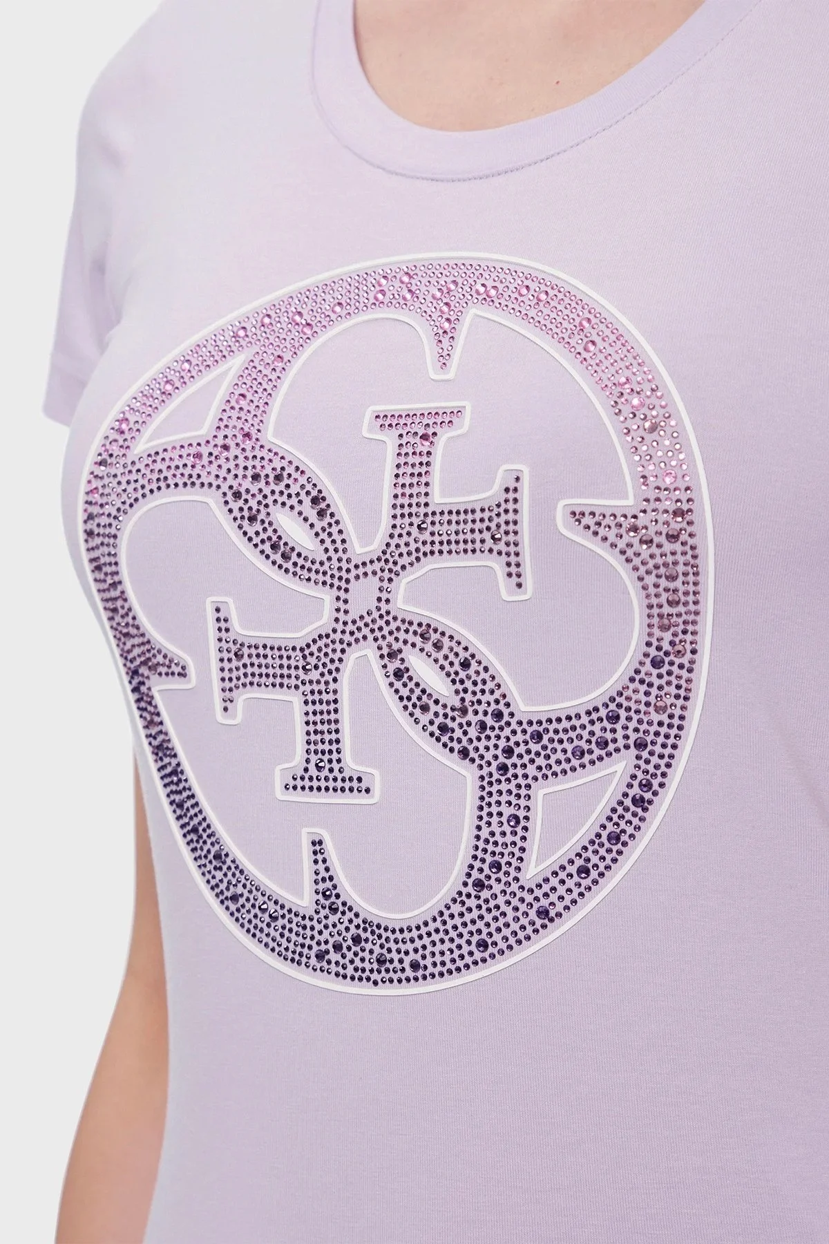 Guess Ss Cn 4g Logo Pamuklu Slim Fit W4GI29J1314 Bayan T Shirt W4GI29 J1314 G472 LİLA - 9