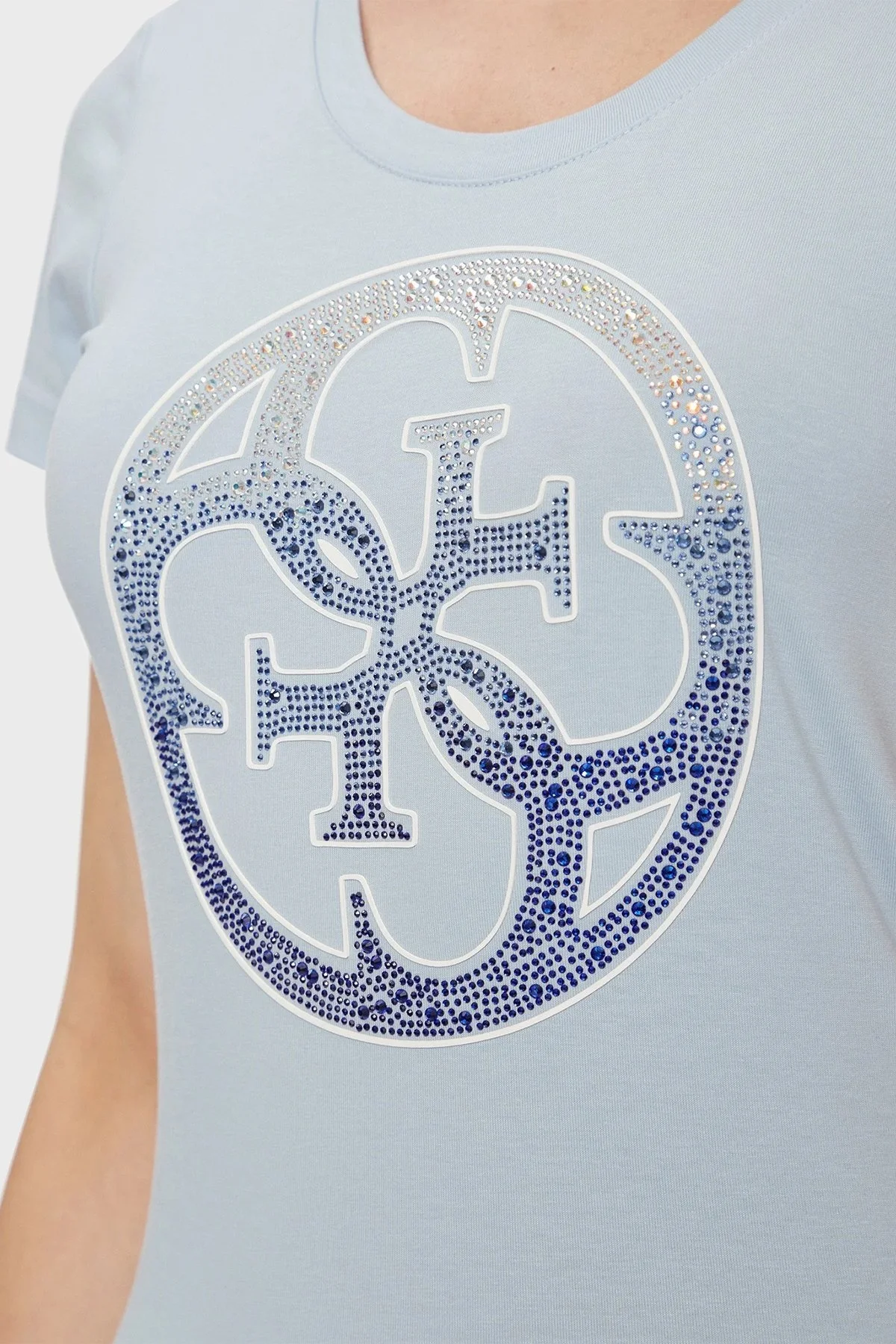 Guess Ss Cn 4g Logo Pamuklu Slim Fit W4GI29J1314 Bayan T Shirt W4GI29 J1314 G7N1 AÇIK MAVİ - 4