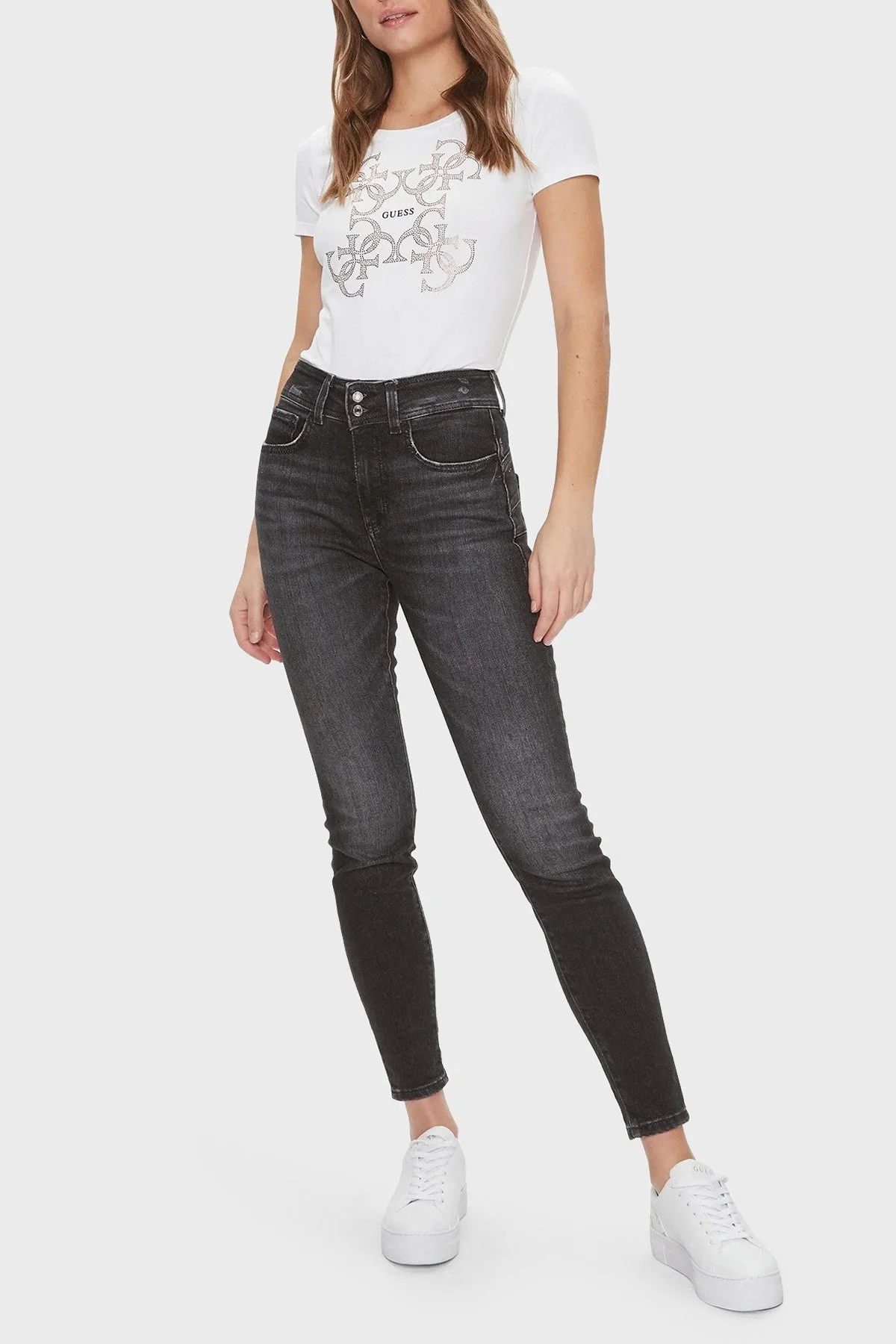 Guess Ss Cn 4G Logo Pamuklu Slim Fit W4RI35 J1314 Bayan T Shirt W4RI35J1314 G011 BEYAZ - 2